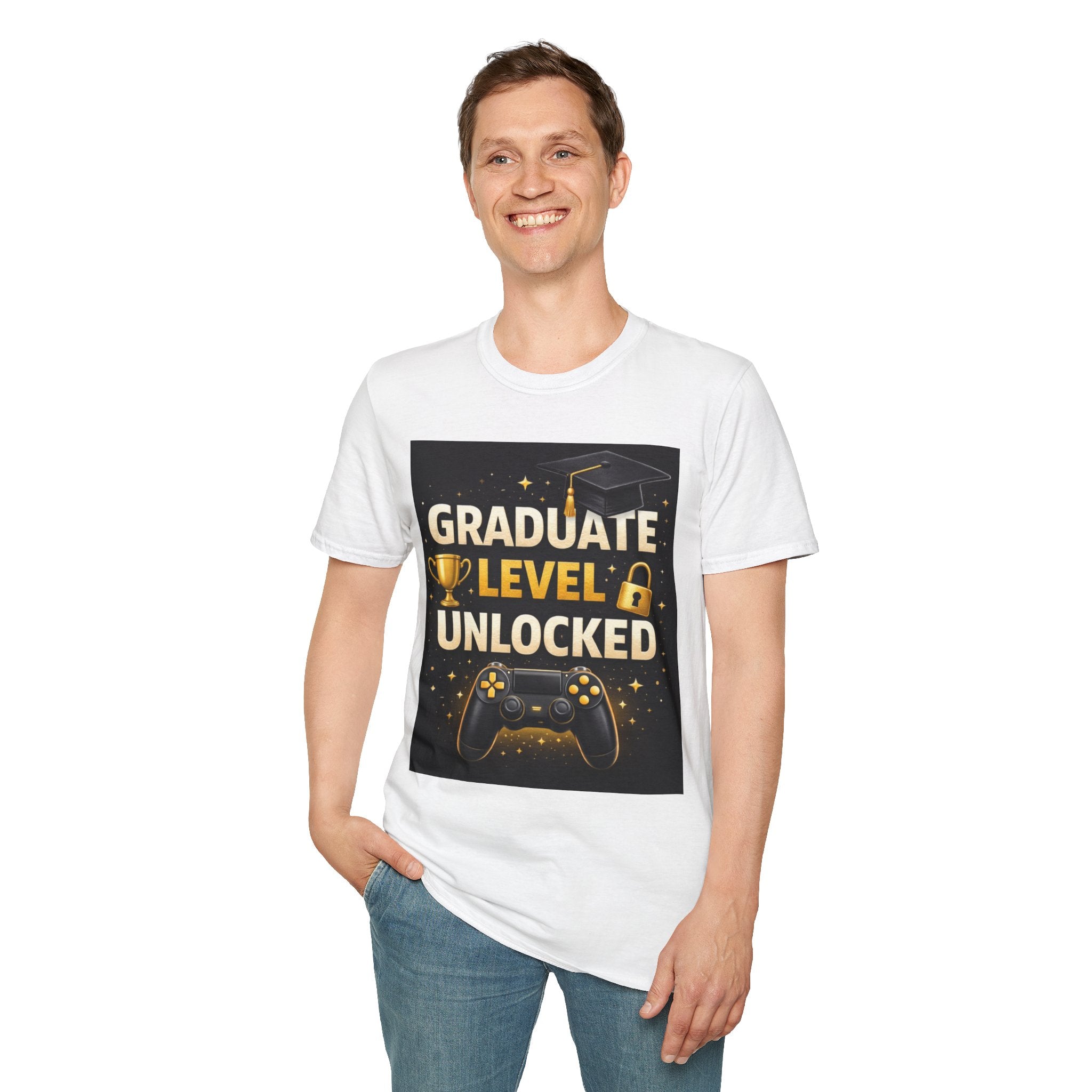 Graduate Level Unlocked T-Shirt — Gamer Graduation Tee