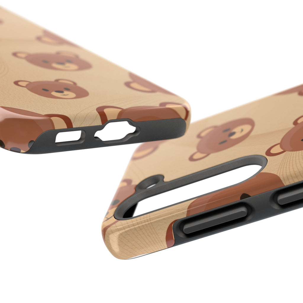 Bear Pattern Tough Phone Case — Cute Brown Bear Protective Phone Cover
