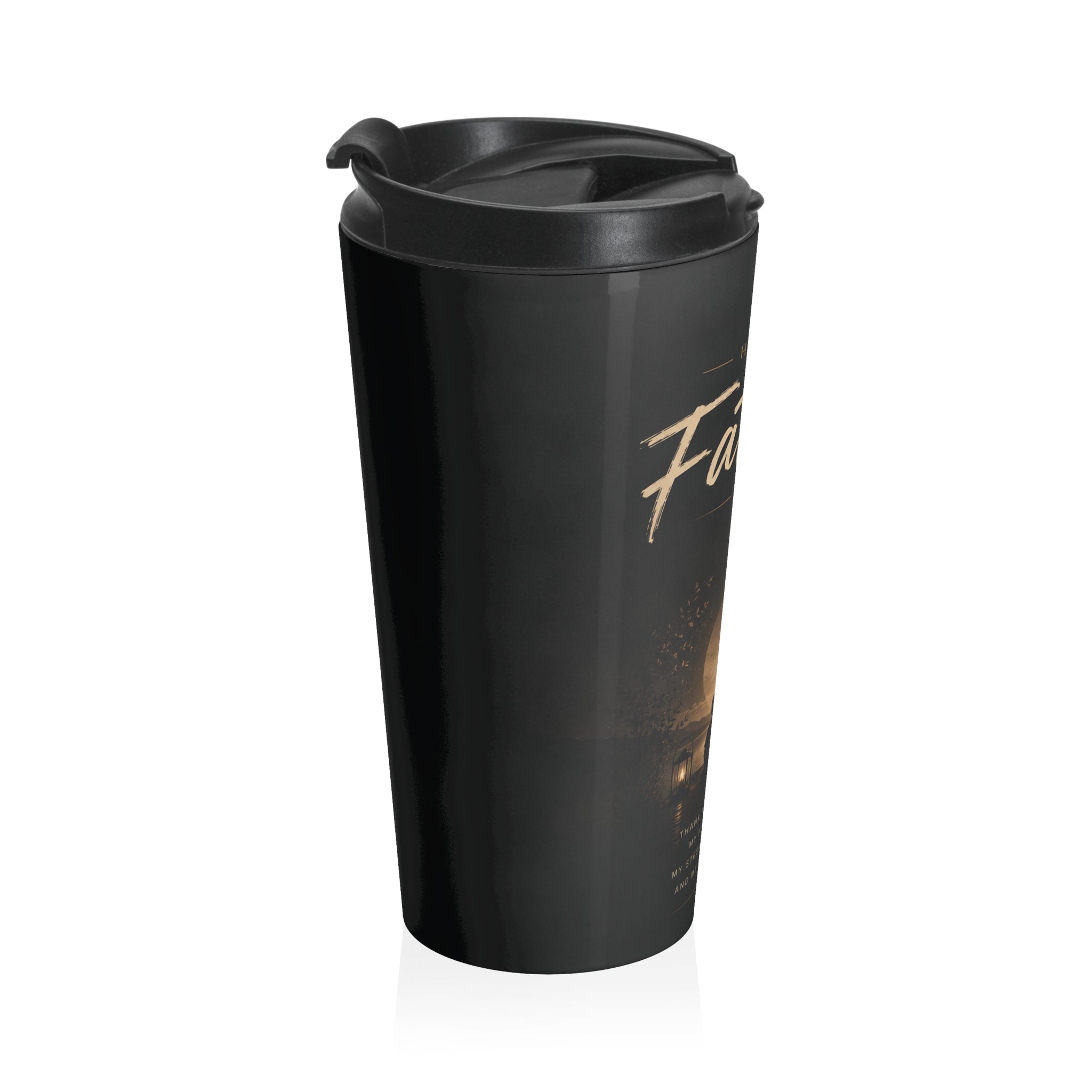 Father's Day Stainless Steel Travel Mug — 'Happy Father's Day' Silhouette Gift