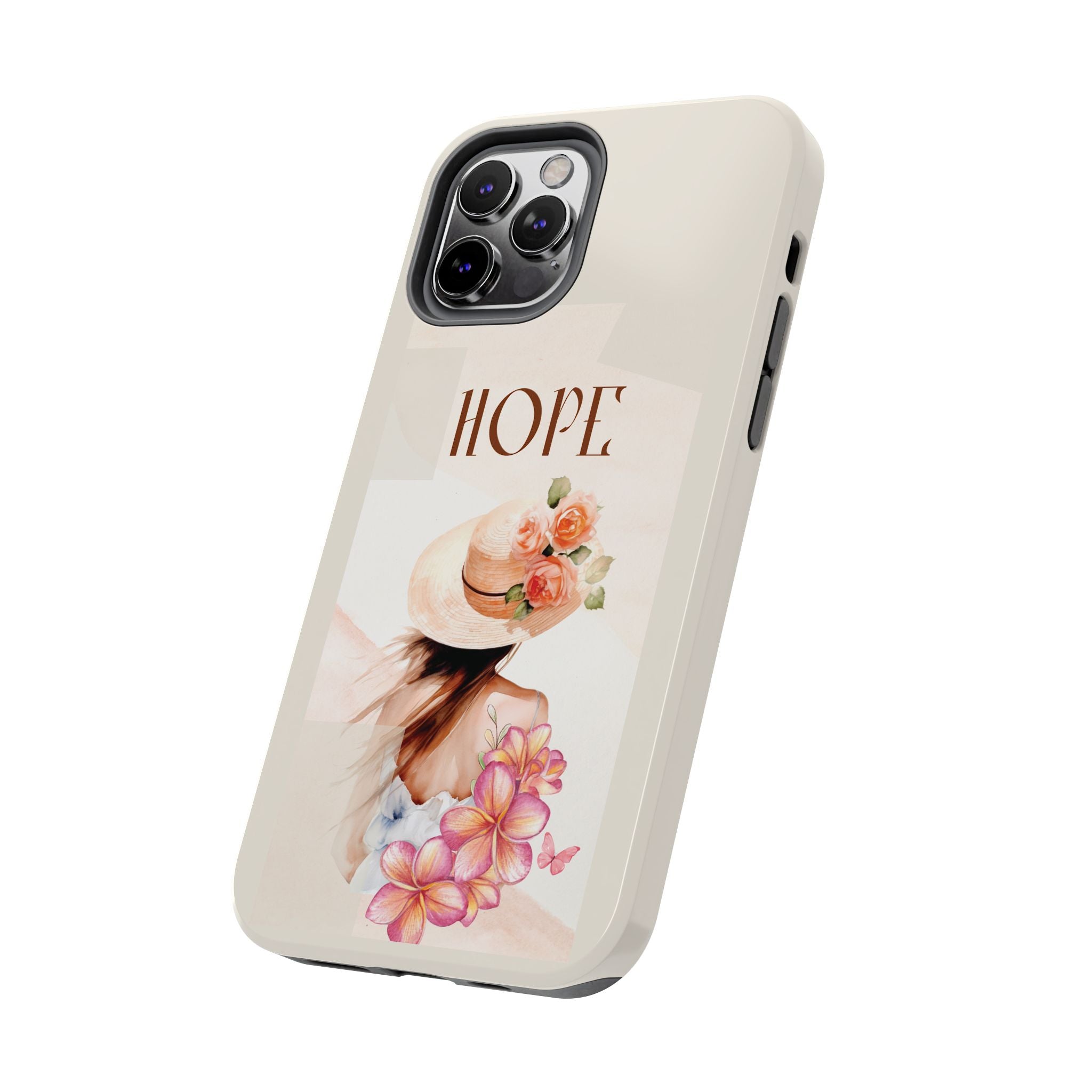 Hope Floral Tough Phone Case — Protective iPhone Case with Watercolor Girl & Flowers