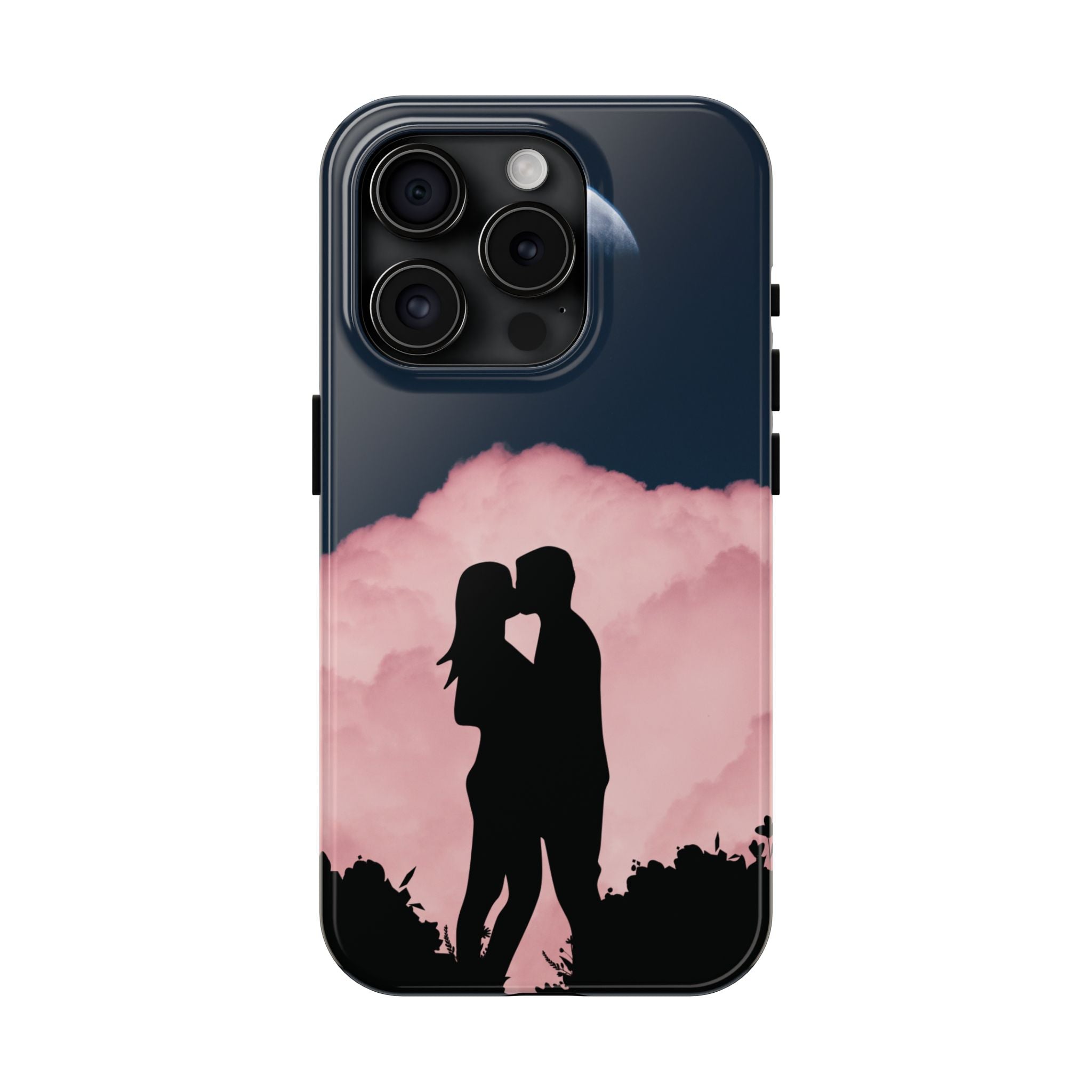 Tough Phone Case — Romantic Couple Silhouette with Moon & Pink Cloud