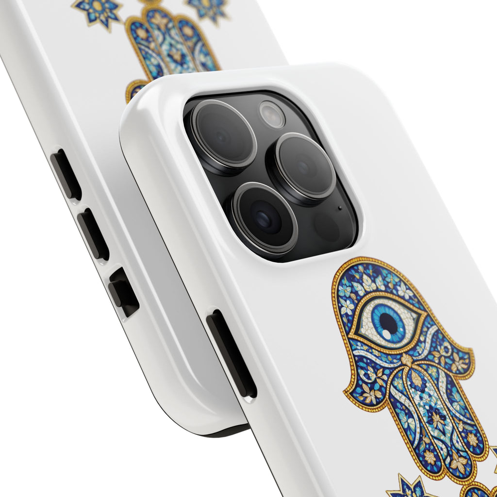 Hamsa Eye Tough Phone Case — Blue Mosaic Protective Phone Cover