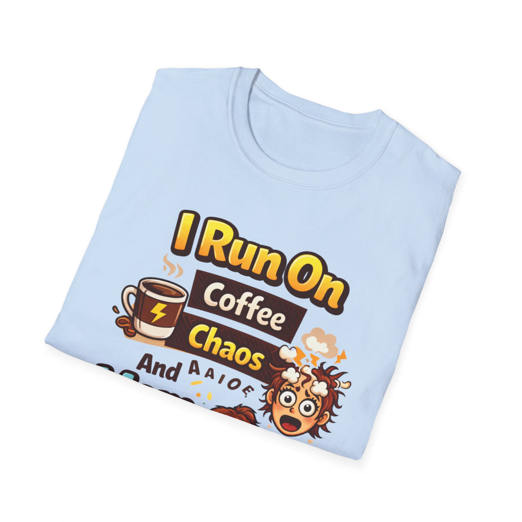 Mom Power T-Shirt — "I Run On Coffee, Chaos and Mom Power" Graphic Tee