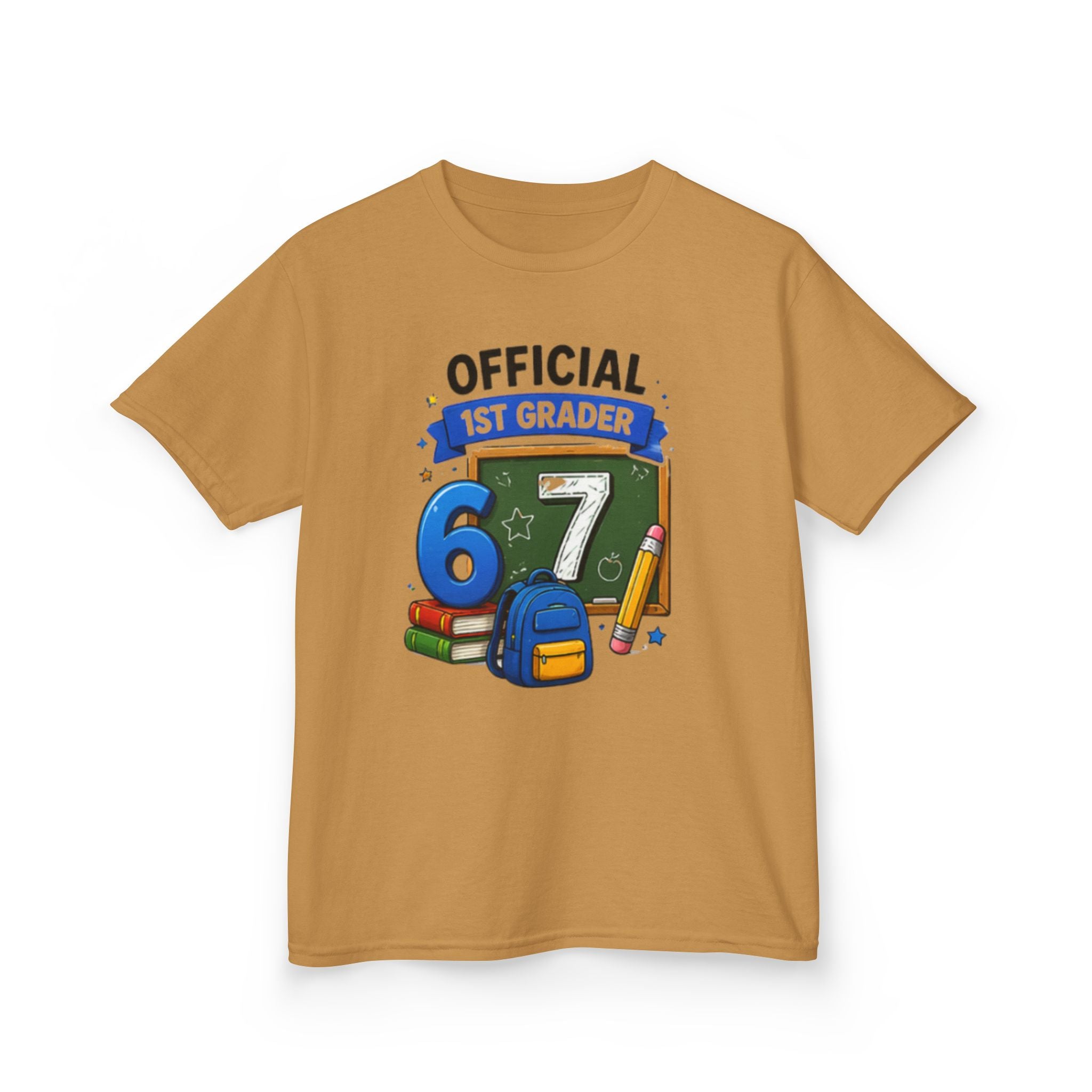 Official 1st Grader" Back-to-School Shirt with Chalkboard & School Supplies Design 67