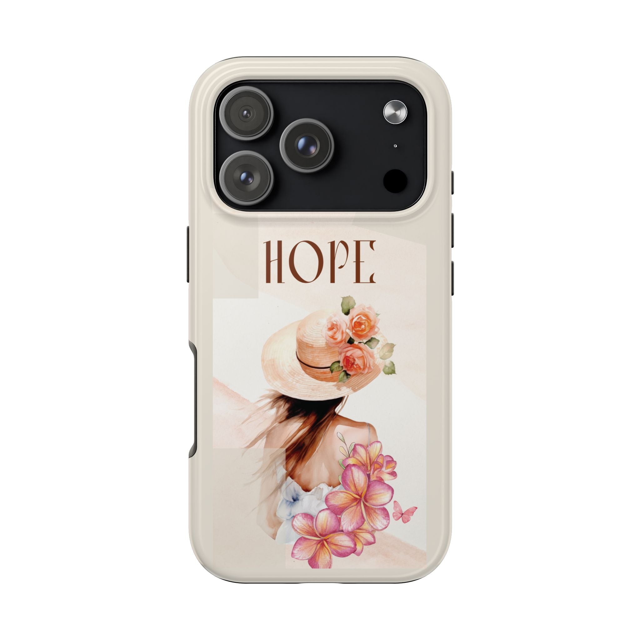 Hope Floral Tough Phone Case — Protective iPhone Case with Watercolor Girl & Flowers