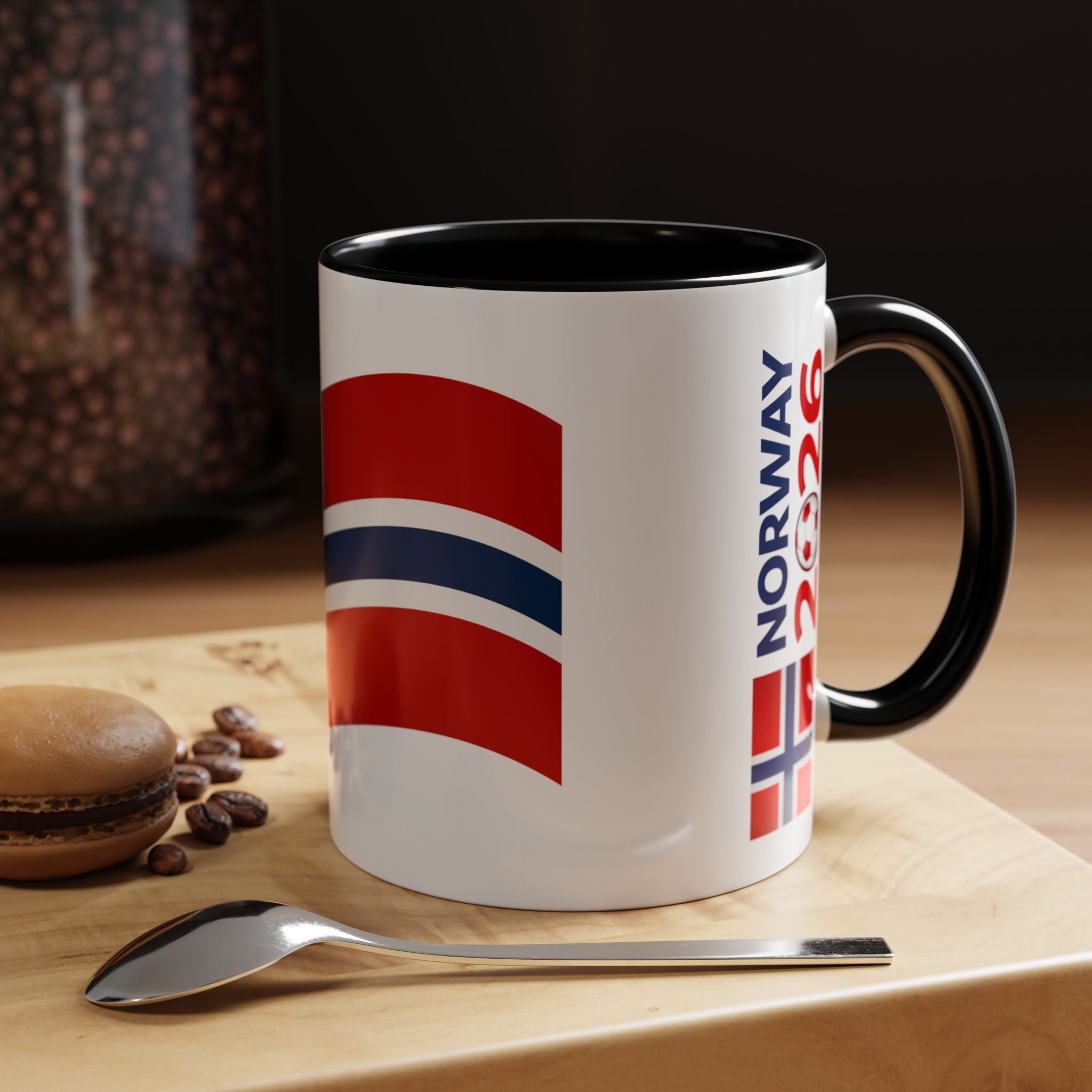Norway Flag Accent Coffee Mug – Norway 2026 Soccer Fan Ceramic Mug (11/15oz)