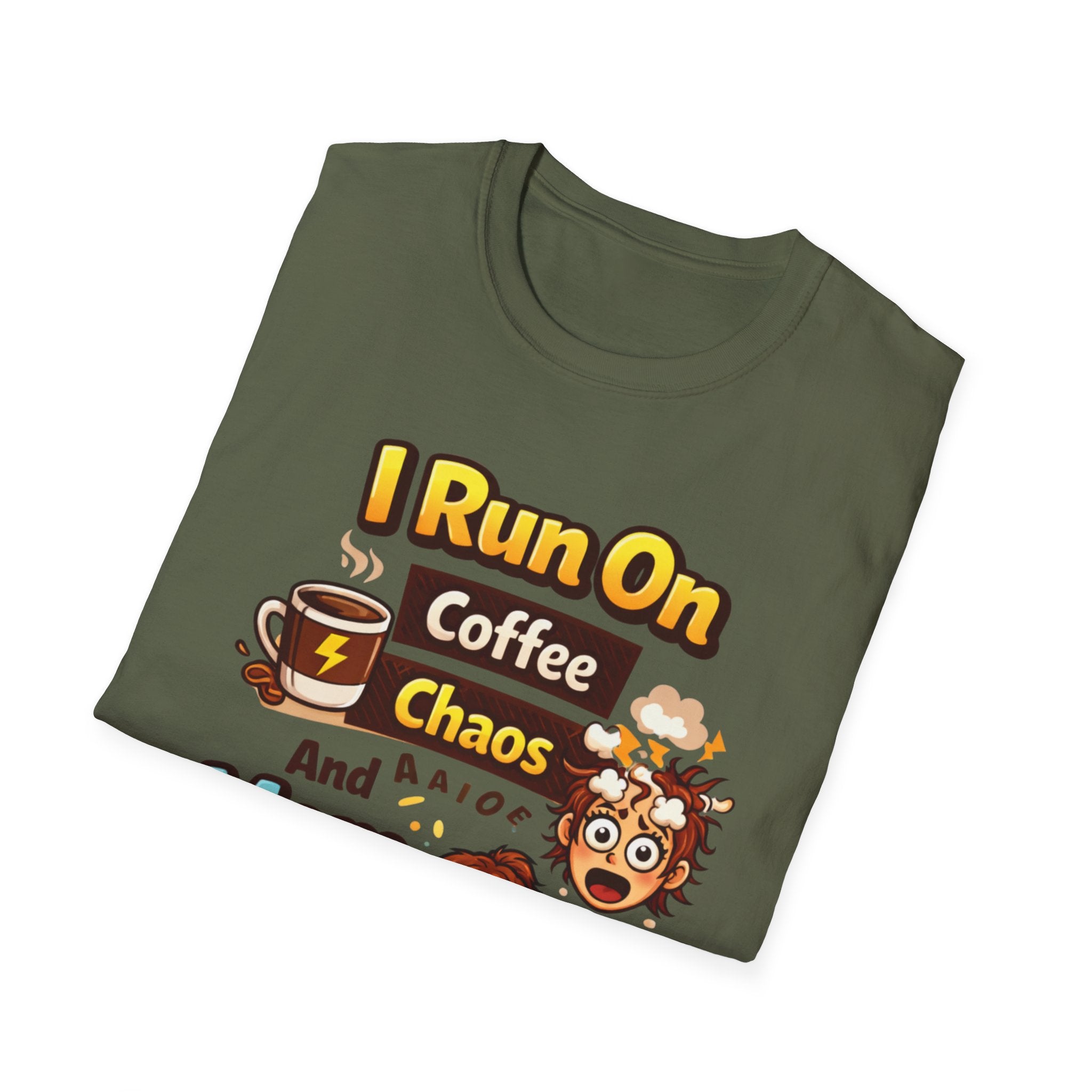 Mom Power T-Shirt — "I Run On Coffee, Chaos and Mom Power" Graphic Tee