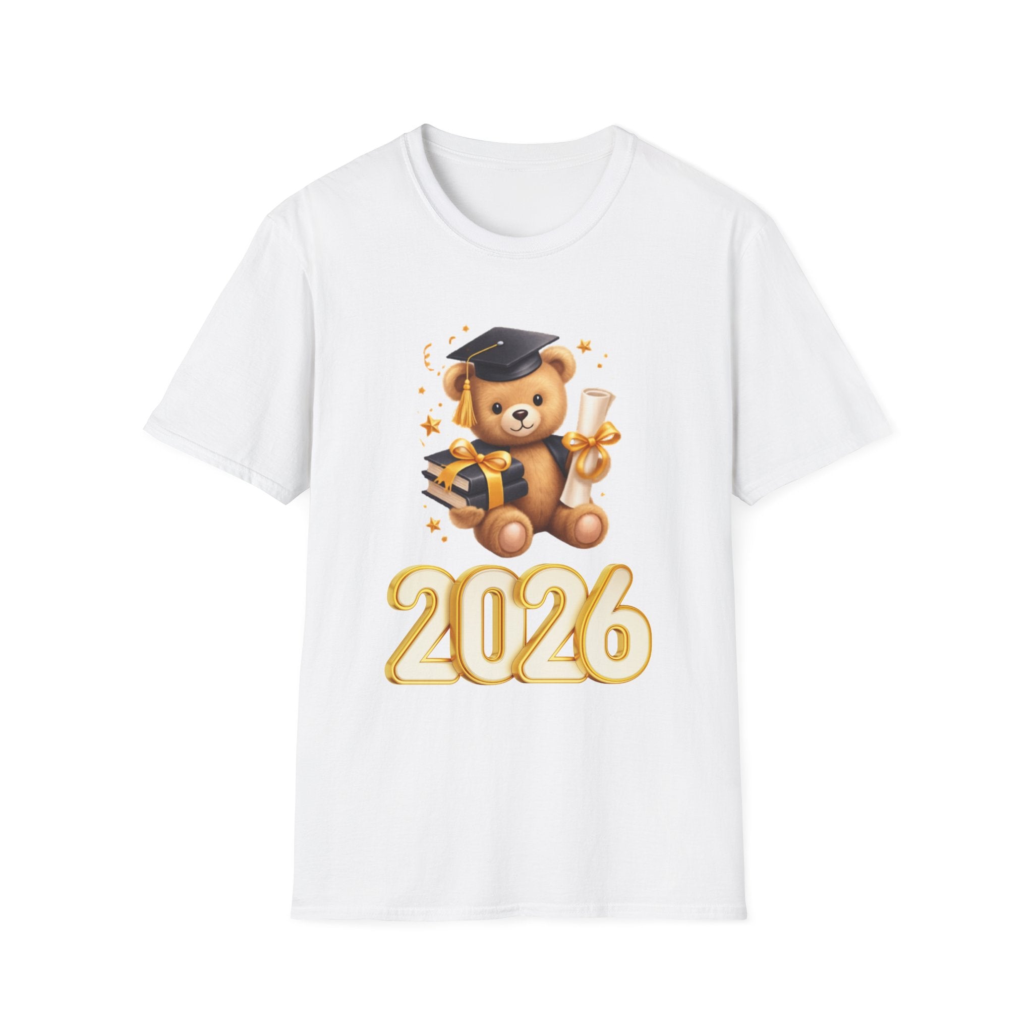 2026 Graduation Bear T-Shirt — Cute Teddy Grad Cap & Diploma Tee