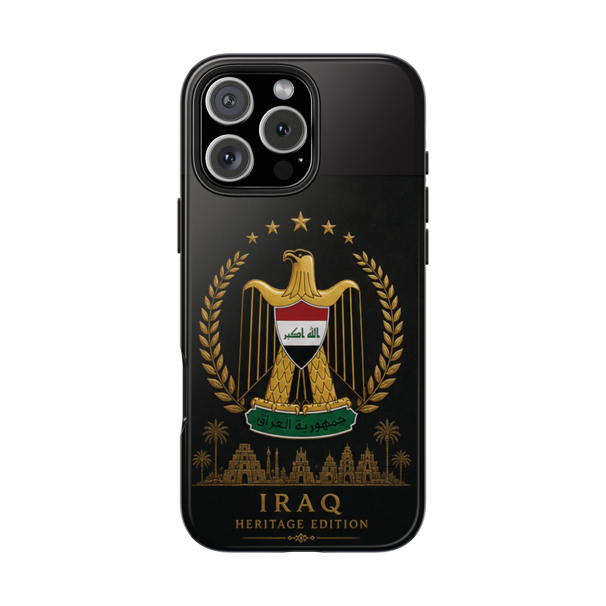Iraq Coat of Arms Tough Phone Case — Arabic ‘Allahu Akbar’ Military Eagle Design