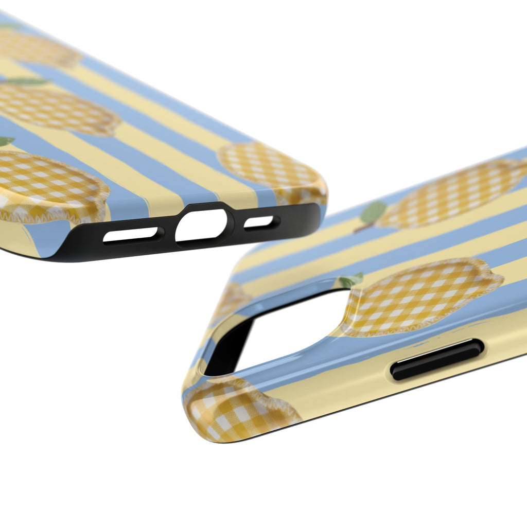 Tough Phone Case — Blue & Yellow Gingham Lemon Design