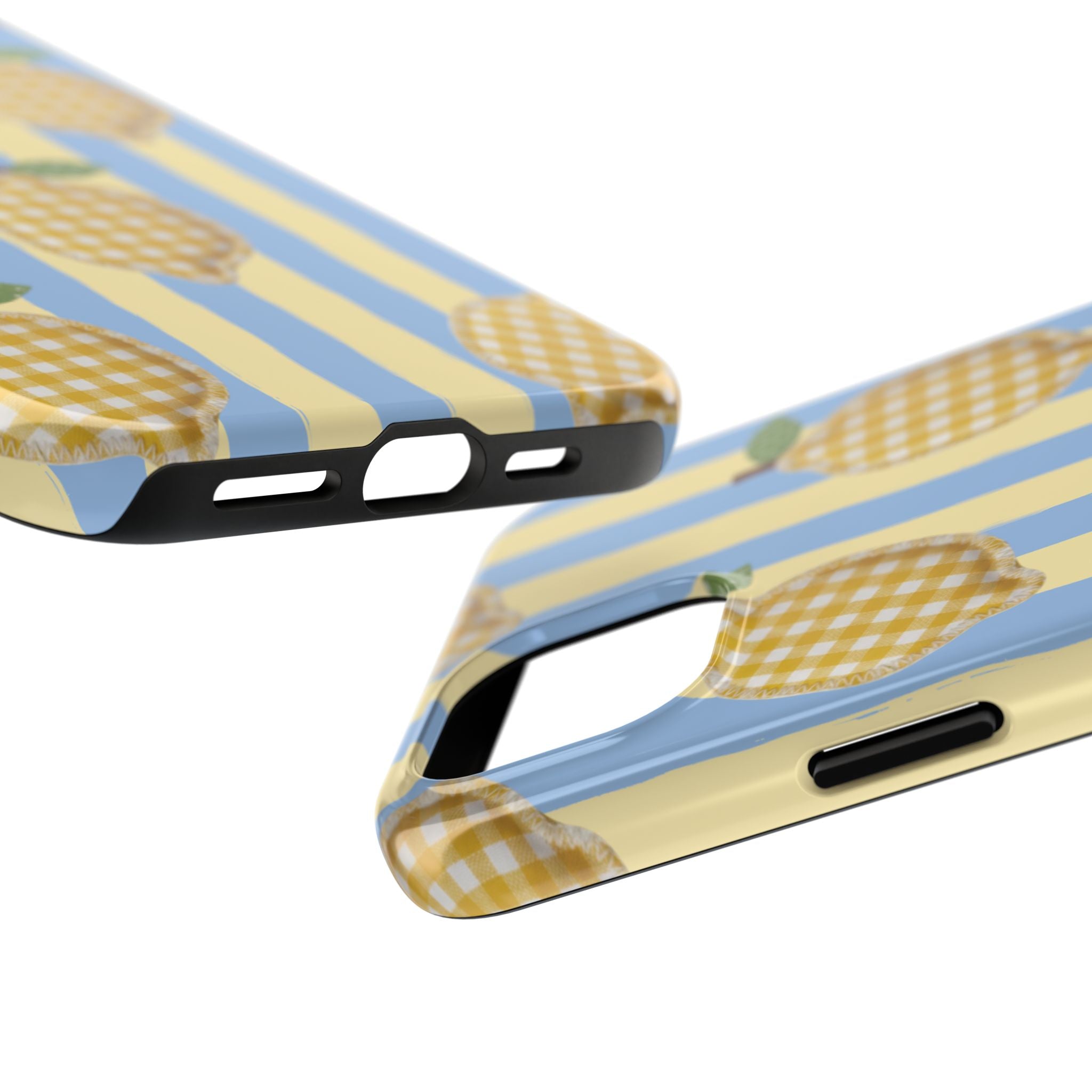 Tough Phone Case — Blue & Yellow Gingham Lemon Design