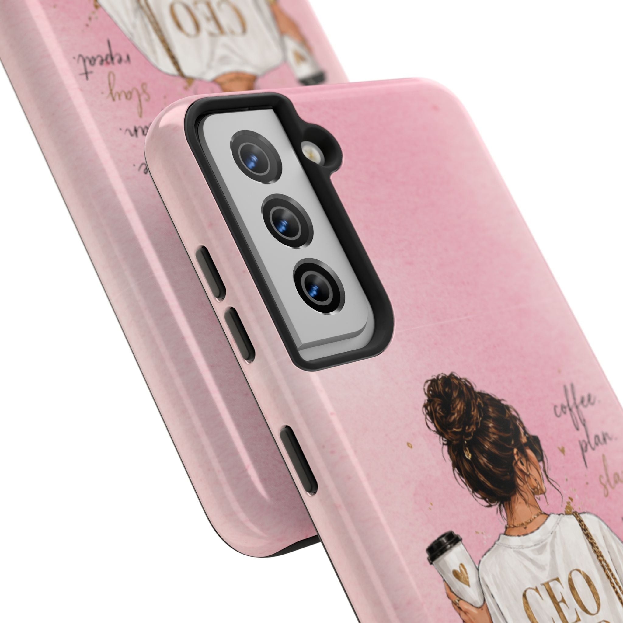 CEO Mood Tough Phone Case — "Coffee, Plan, Slay, Repeat" Pink Protective Cover