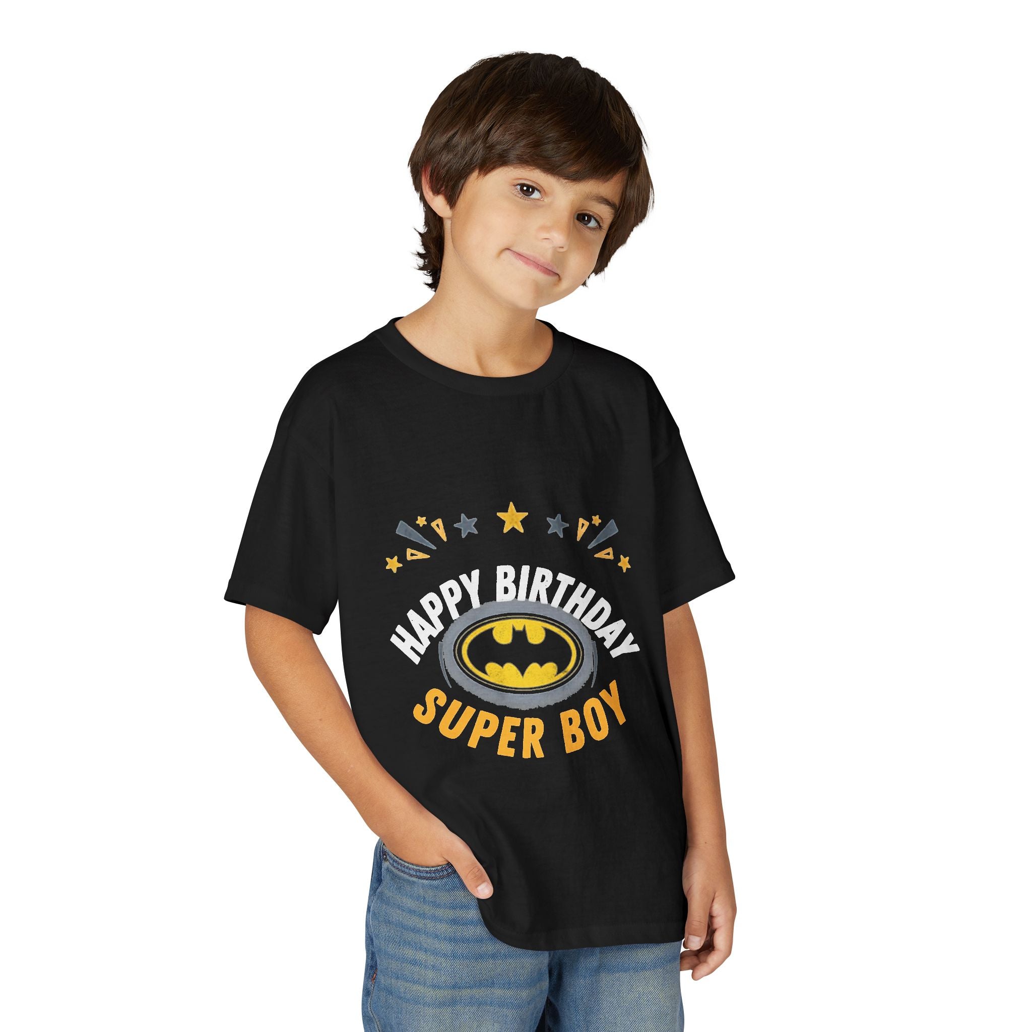 Happy Birthday Super Boy Youth T-Shirt – Superhero Birthday Tee for Boys