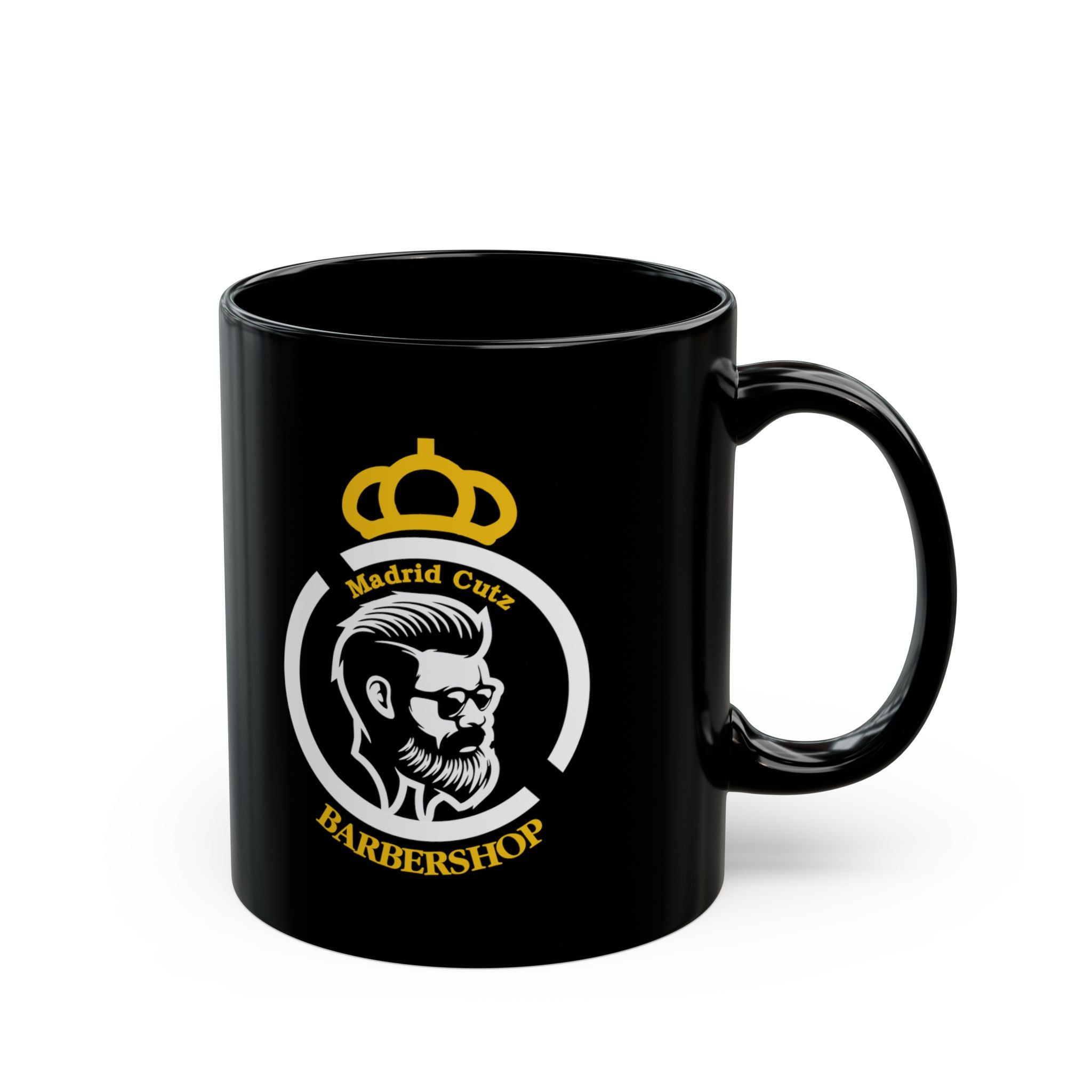 Barbershop Logo Black Mug – Madrid Cut Coffee Cup (11oz & 15oz)