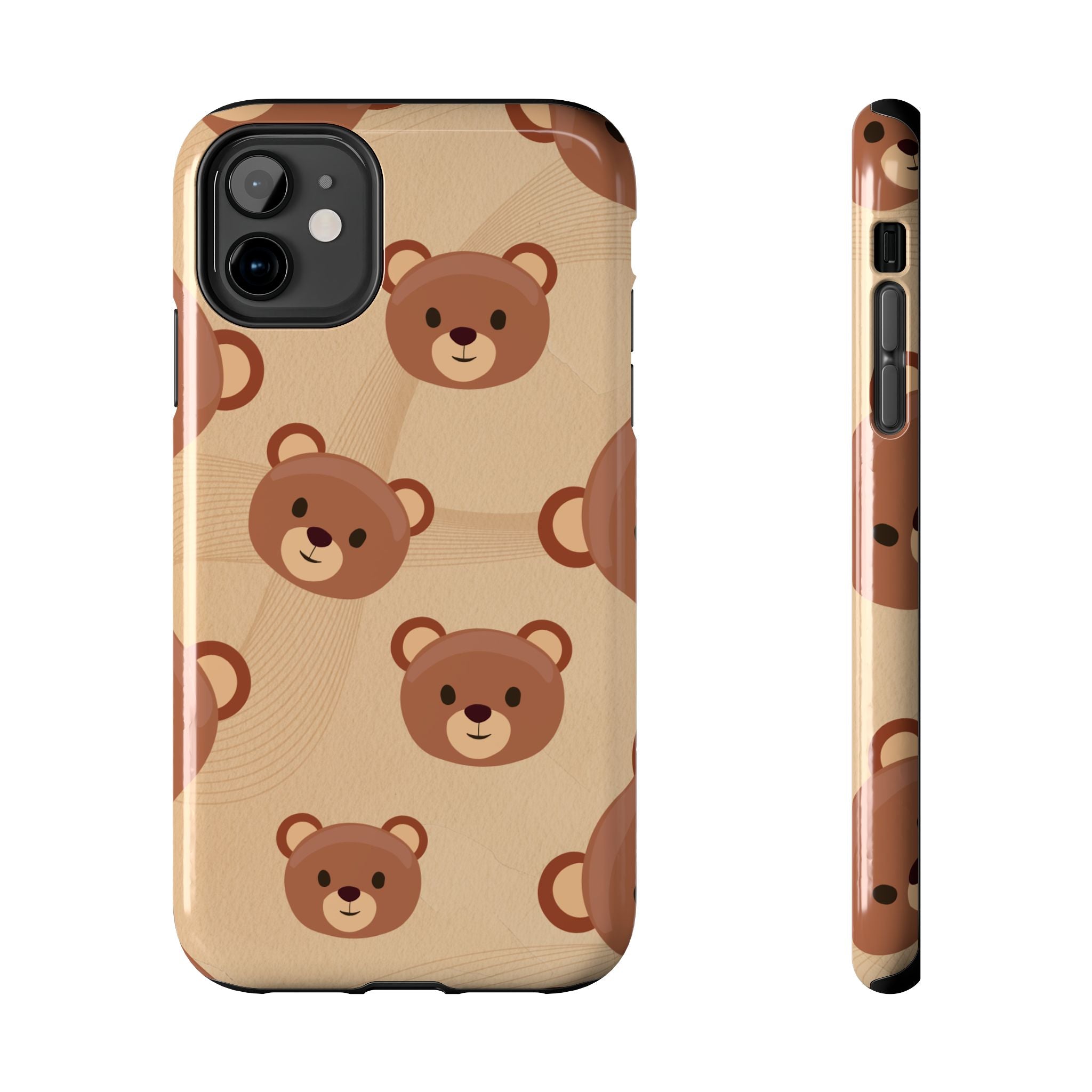 Bear Pattern Tough Phone Case — Cute Brown Bear Protective Phone Cover