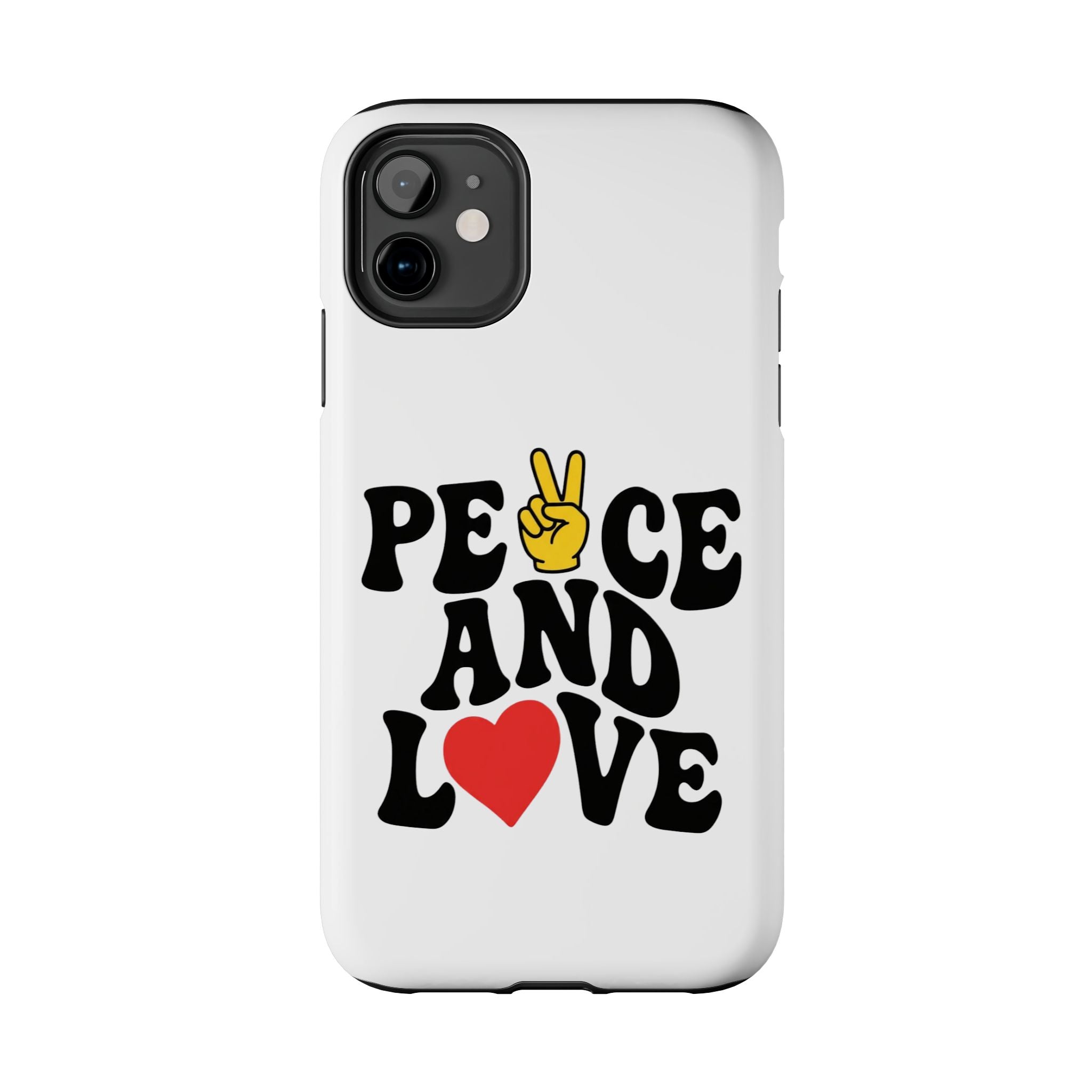 Peace and Love Tough Phone Case — Retro Peace Sign & Heart Protective Cover