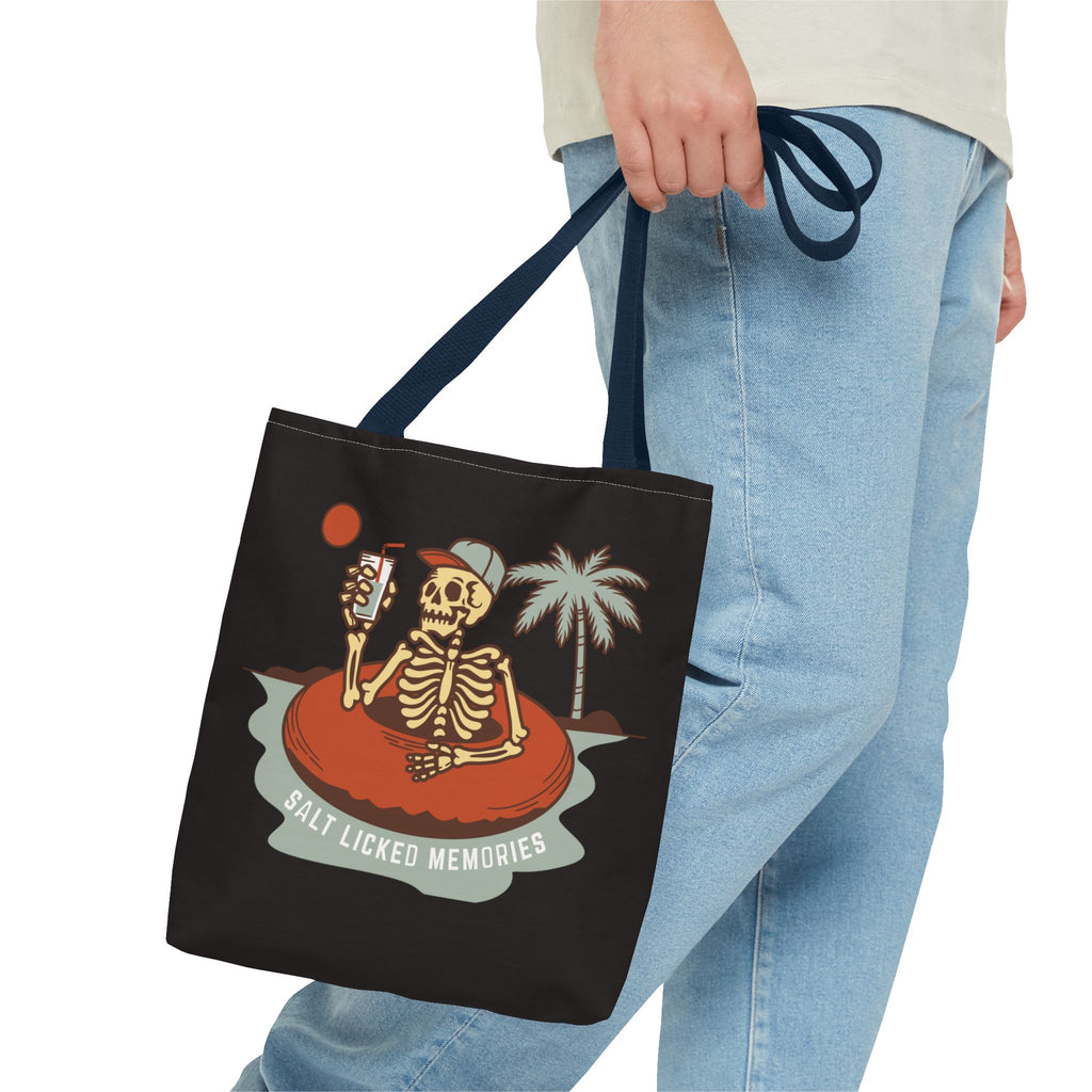 Hello Summer Skeleton Tote Bag — 'Salt Licked Memories' Beach Graphic