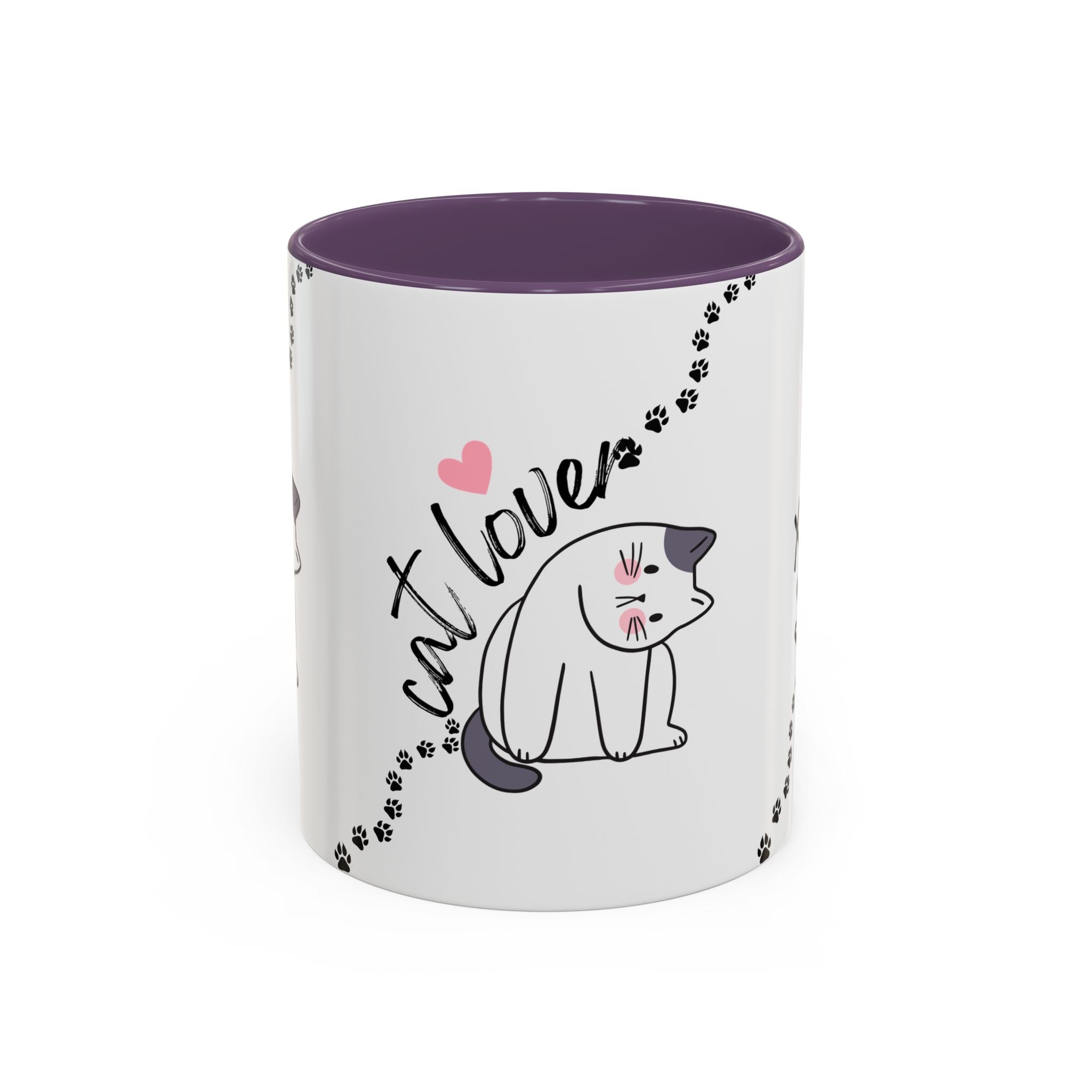 Cat Lover Coffee Mug — Cute Paw Print Accent Mug (11/15oz)