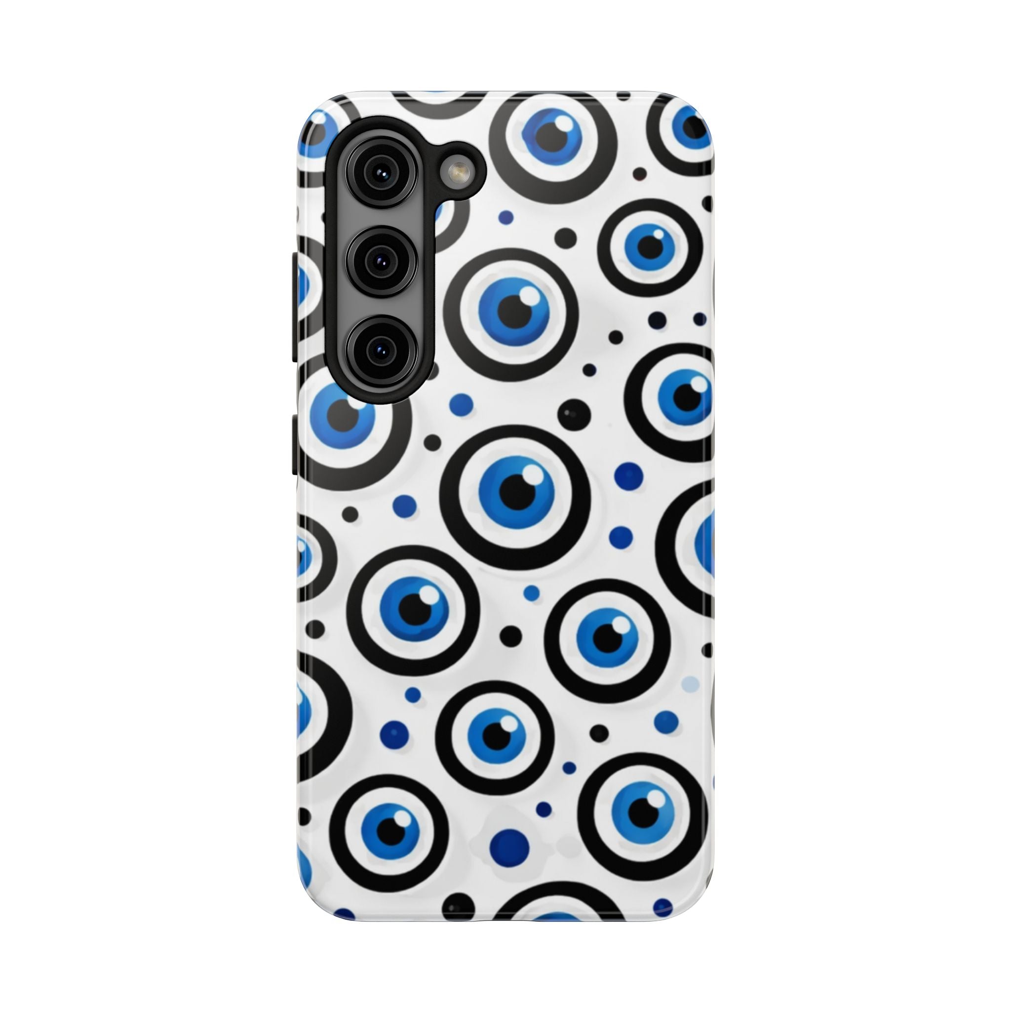 Blue Evil Eye Pattern Tough Phone Case — Protective Ceramic Nazar Design