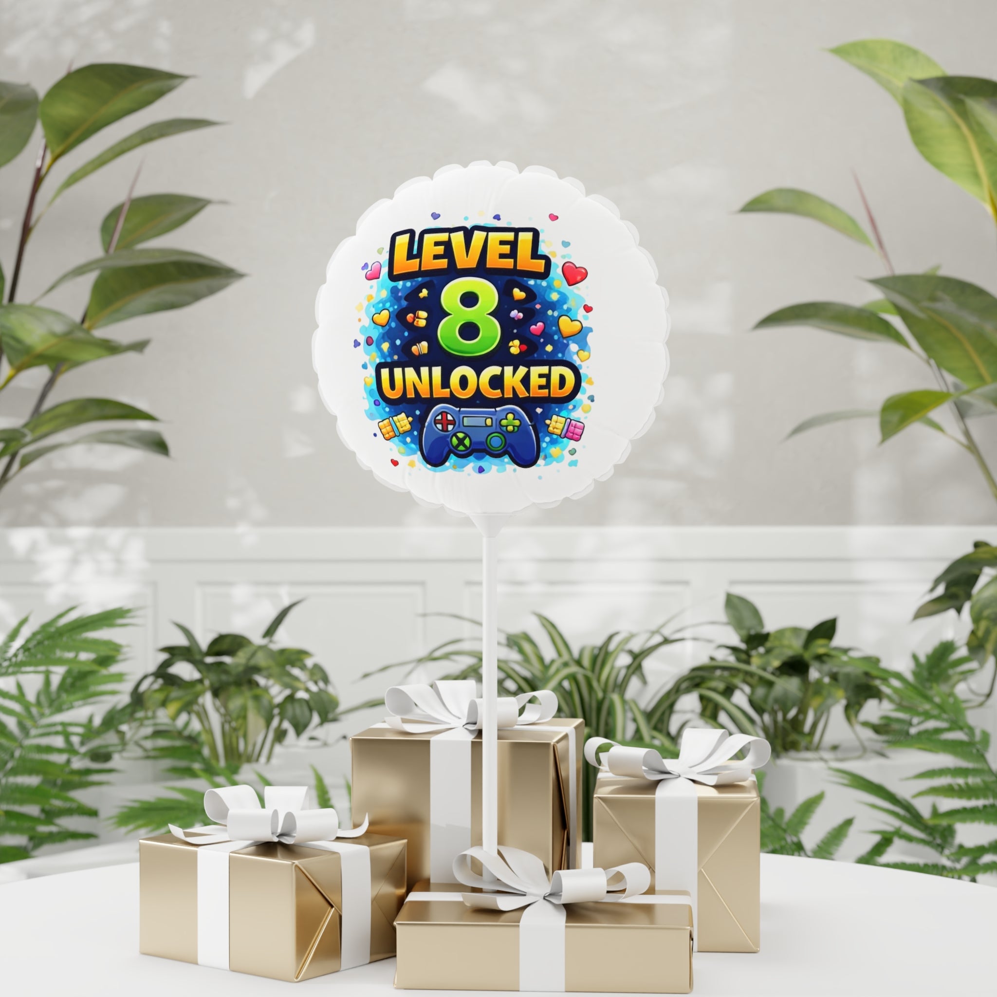 Level 8 Unlocked Birthday Balloon