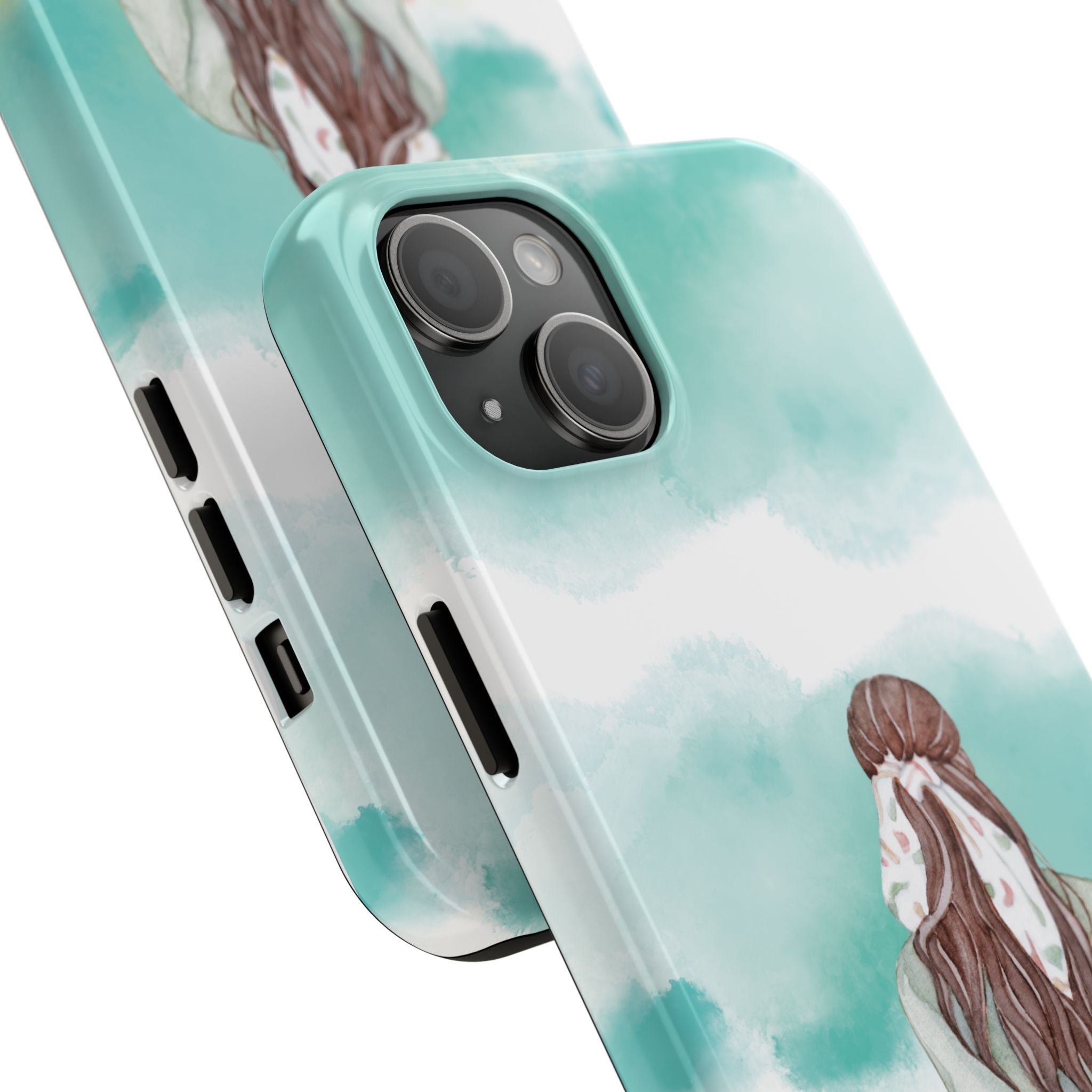 Watercolor Girl Tough Phone Case — Trendy Pastel Back-to-School Protective Cover