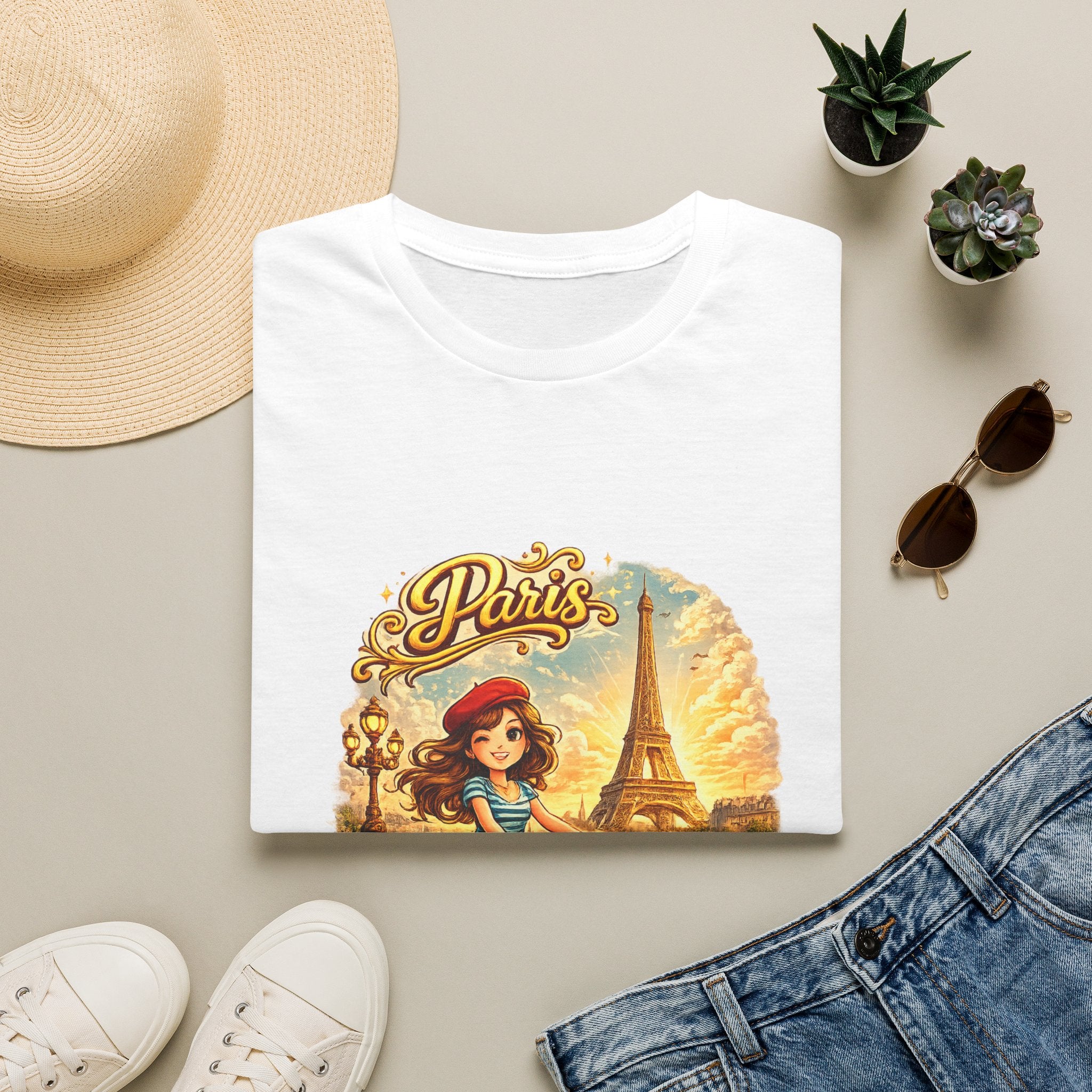 Paris Retro Bicycle T-Shirt — Vintage Eiffel Tower Travel Tee