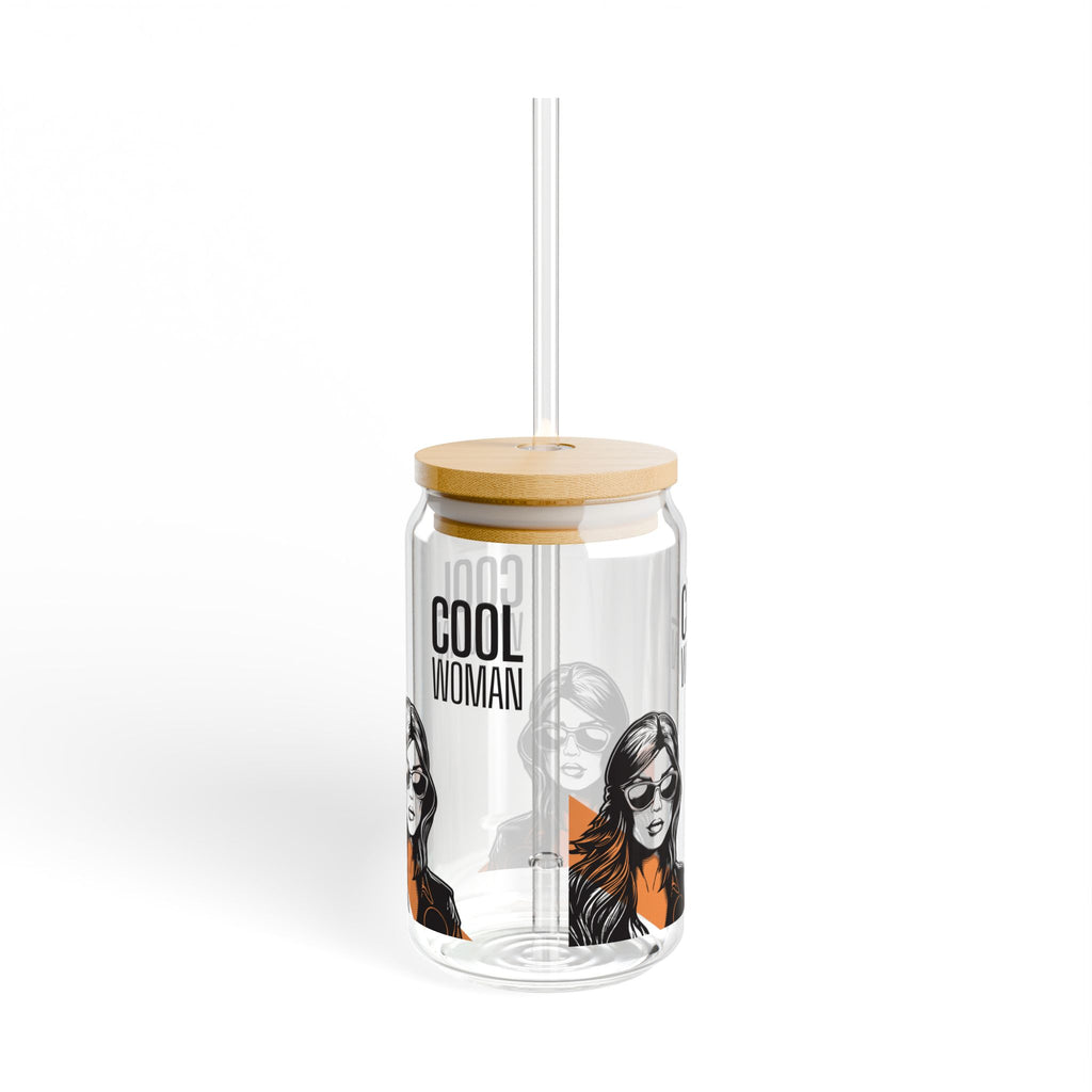 Cool Woman 16oz Sipper Glass with Bamboo Lid & Straw