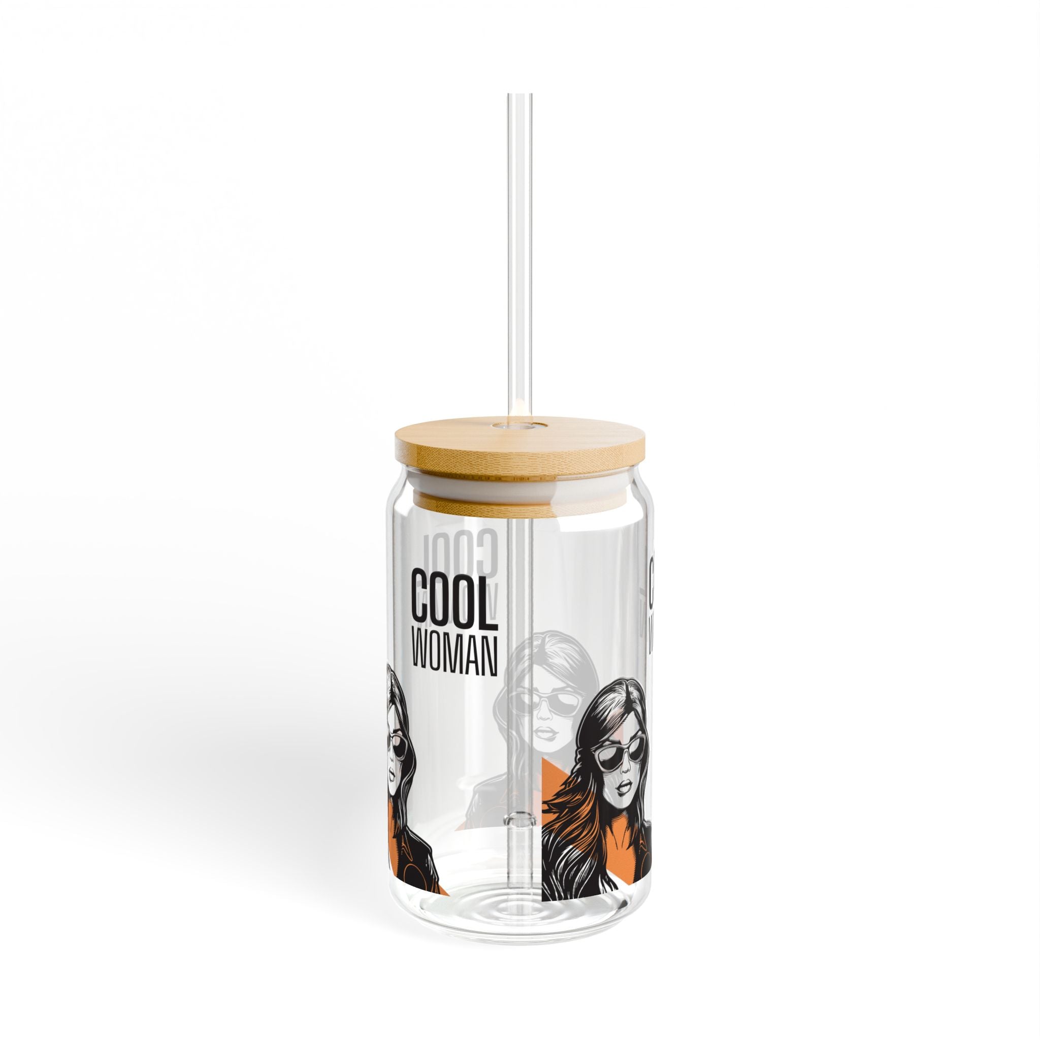 Cool Woman 16oz Sipper Glass with Bamboo Lid & Straw
