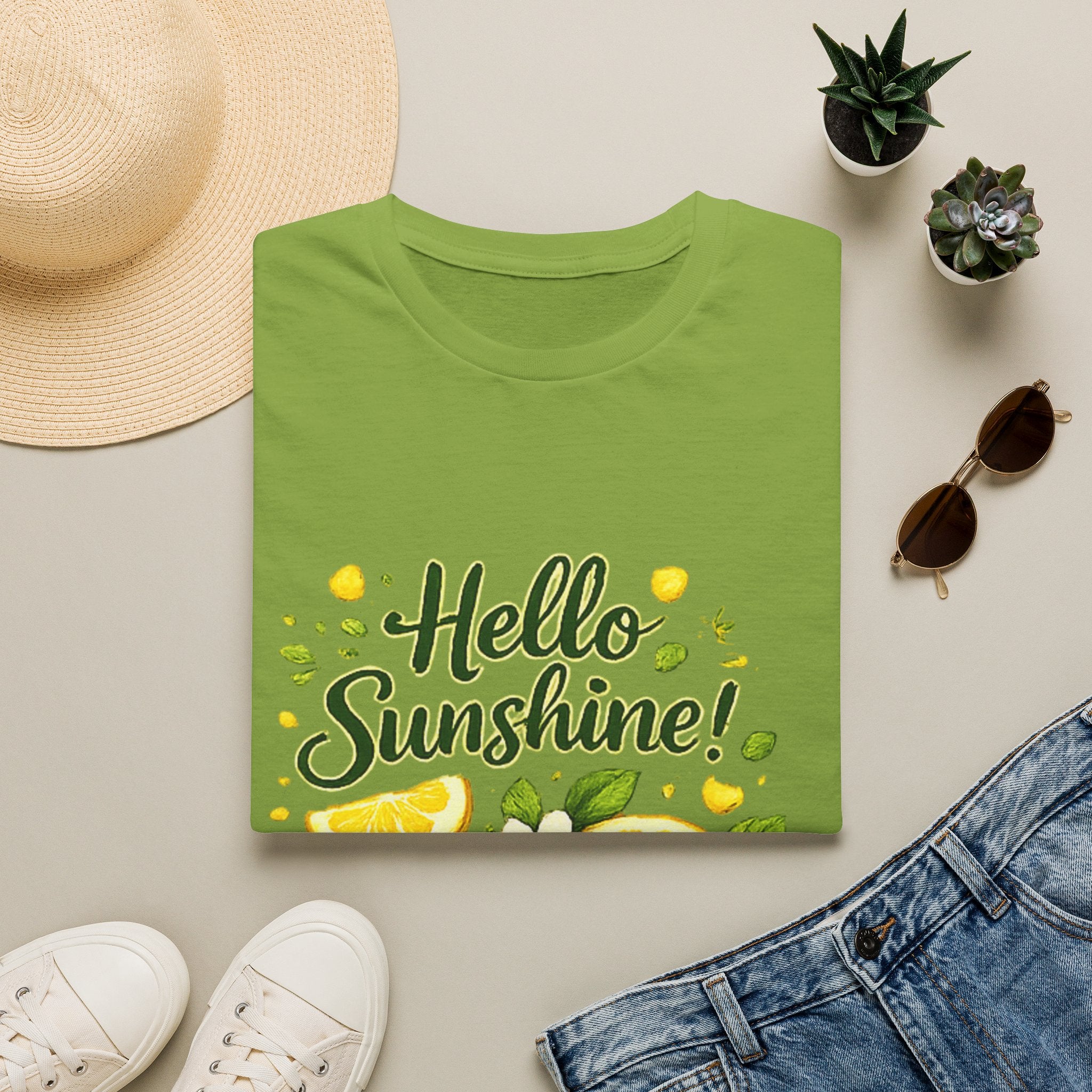 Hello Sunshine Uni Sex T-Shirt — Lemon Floral Summer Tee