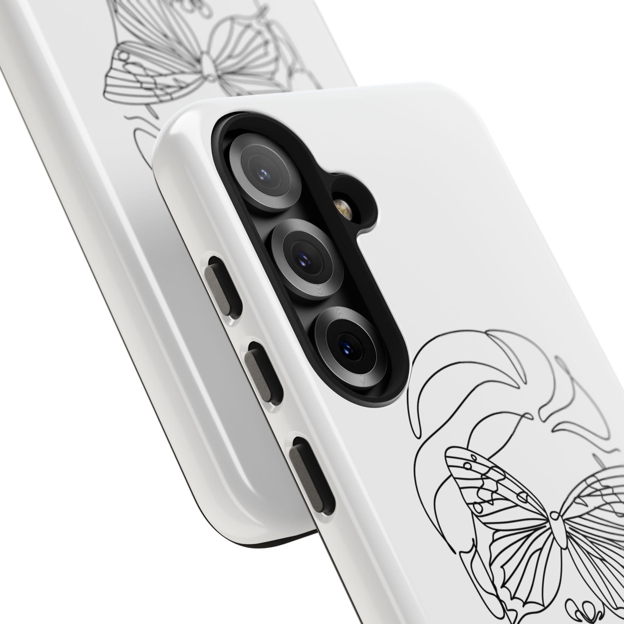 Butterfly Line Art Tough Phone Case — Minimalist Woman Face Design