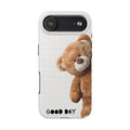 Teddy Bear Tough Phone Case — Cute Plush Peeking Design, Protective Shockproof Cover