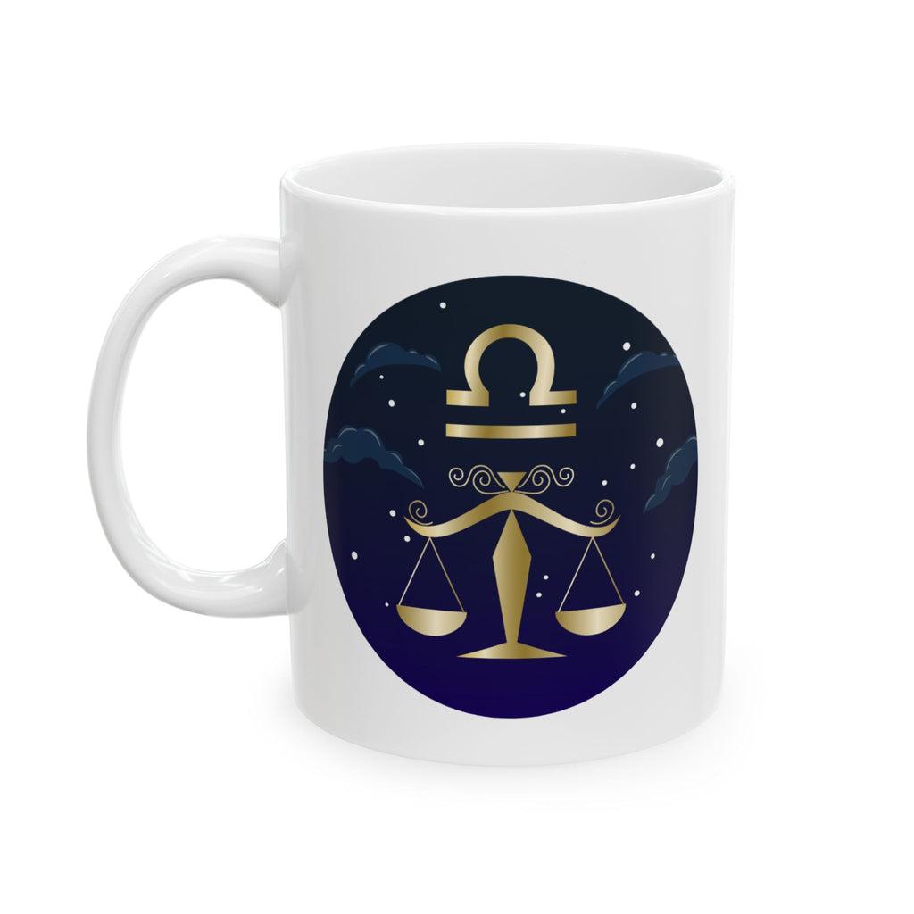 Libra Night Sky Ceramic Mug – Cute Moon & Stars Coffee Cup (11oz, 15oz)