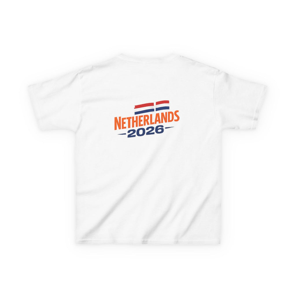 Netherlands 2026 Kids T-Shirt – Dutch Flag Brushstroke Soccer Supporter Tee