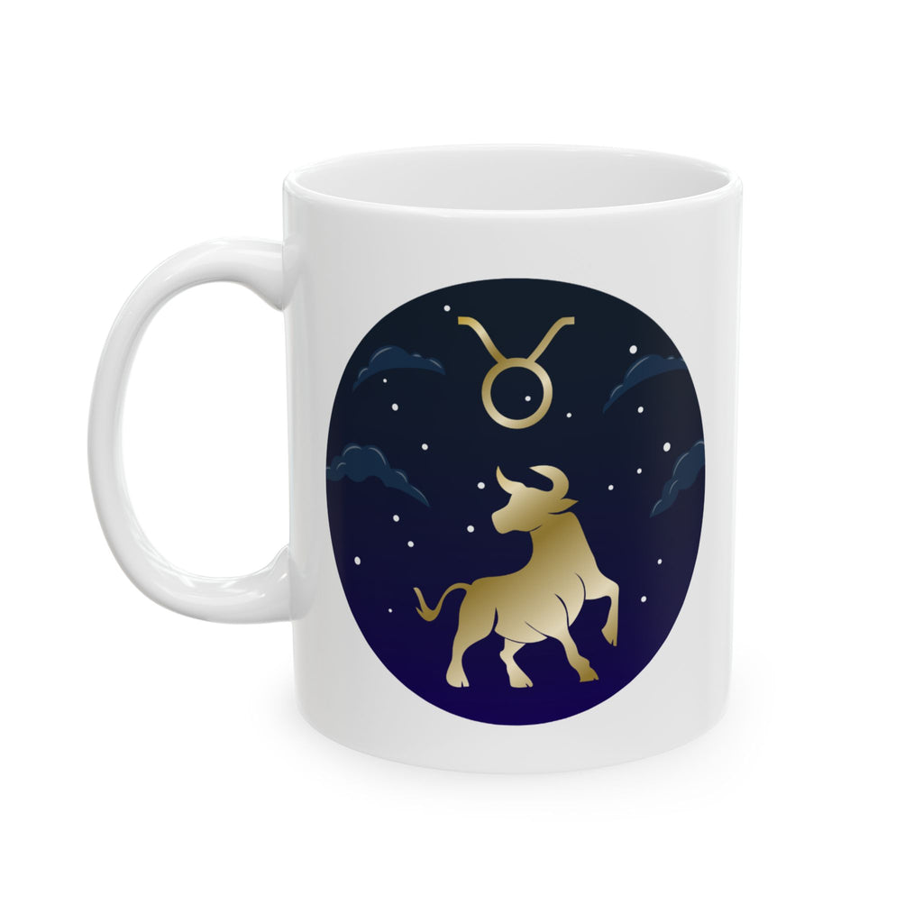Taurus Starry Night Moon Ceramic Mug — Cozy Celestial Coffee Cup (11oz & 15oz)