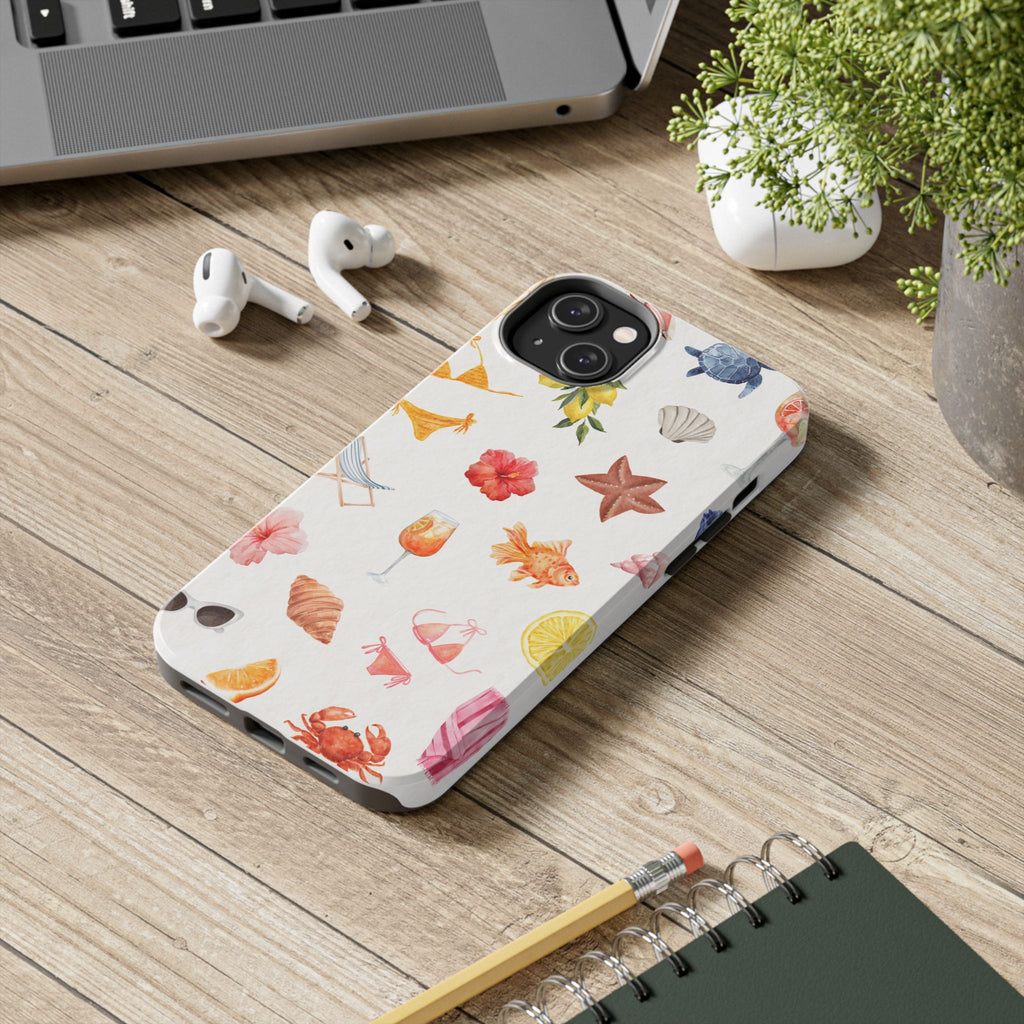 Summer Seashells Pattern Tough Phone Case — Beach Vacation Phone Cover