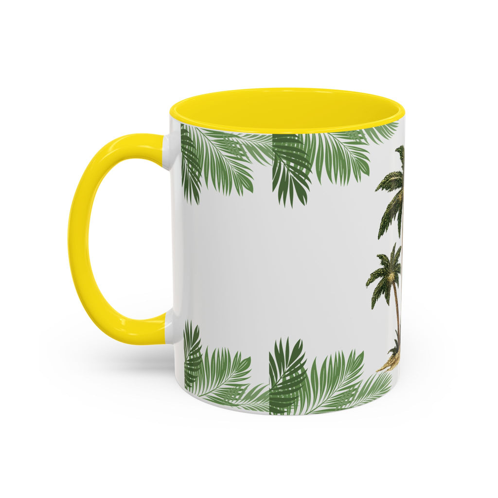 Tropical Palm Coffee Mug — Beachy Accent Mug with Palm Leaves (11oz)