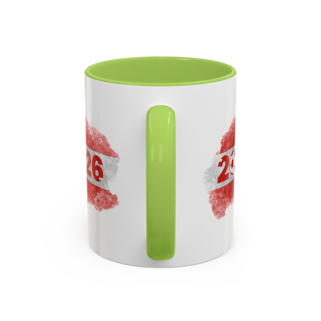 Austria 2026 Soccer Cup Accent Coffee Mug — Red Flag & Trophy Design (11/15oz)