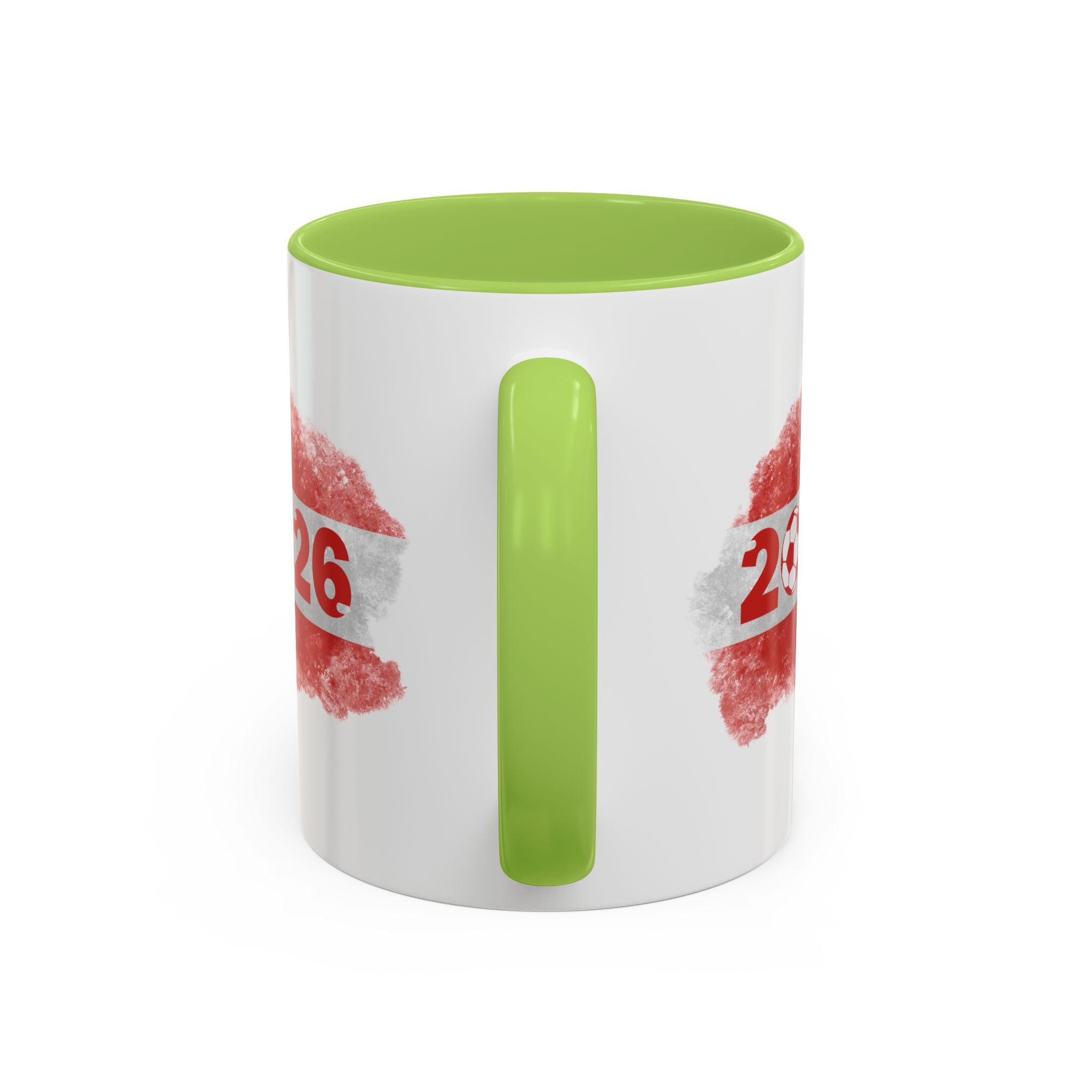 Austria 2026 Soccer Cup Accent Coffee Mug — Red Flag & Trophy Design (11/15oz)