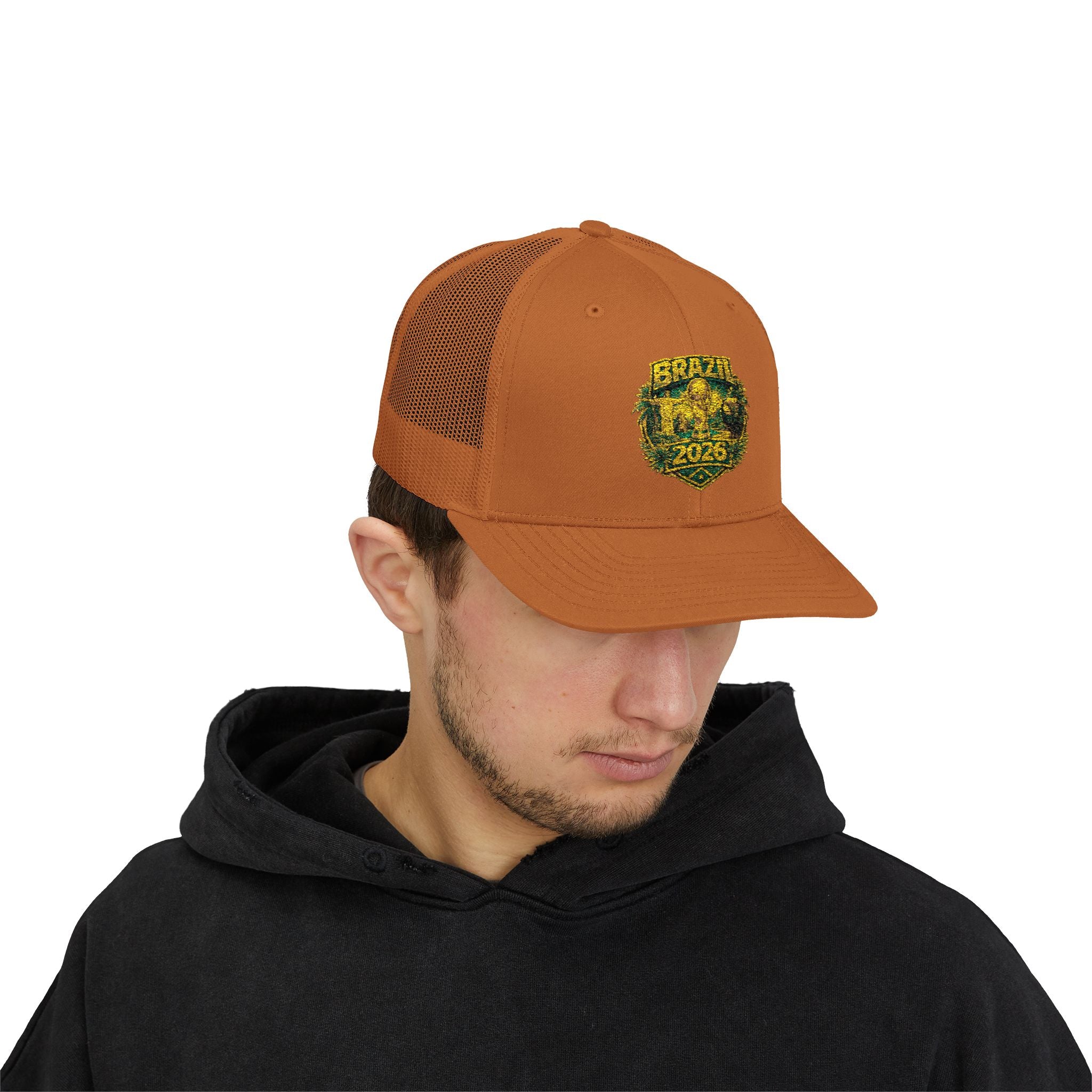 Brazil  Vintage Patch Trucker Cap — Rustic 2026 Crest Snapback