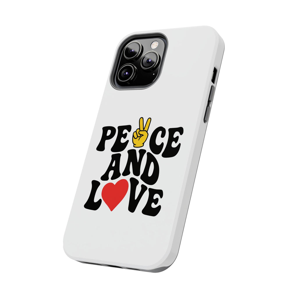 Peace and Love Tough Phone Case — Retro Peace Sign & Heart Protective Cover