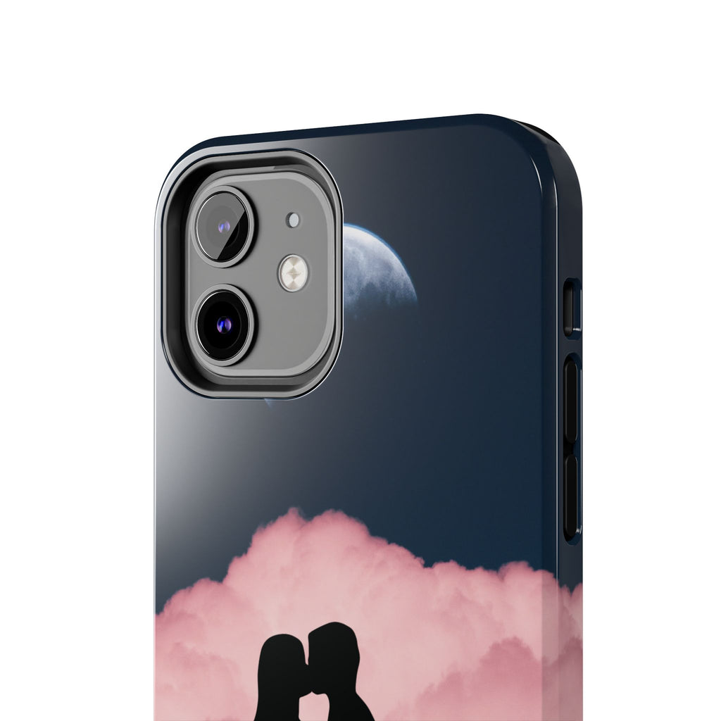 Tough Phone Case — Romantic Couple Silhouette with Moon & Pink Cloud