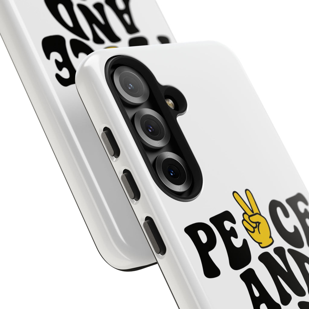 Peace and Love Tough Phone Case — Retro Peace Sign & Heart Protective Cover