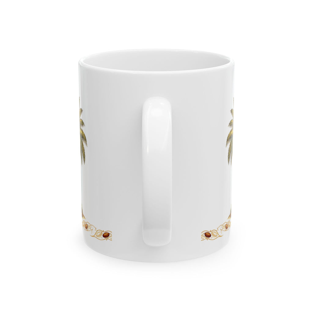 Ceramic Mug — Arabic Calligraphy نهرين' Festive Palm & Gold Coffee Cup (11oz/15oz)