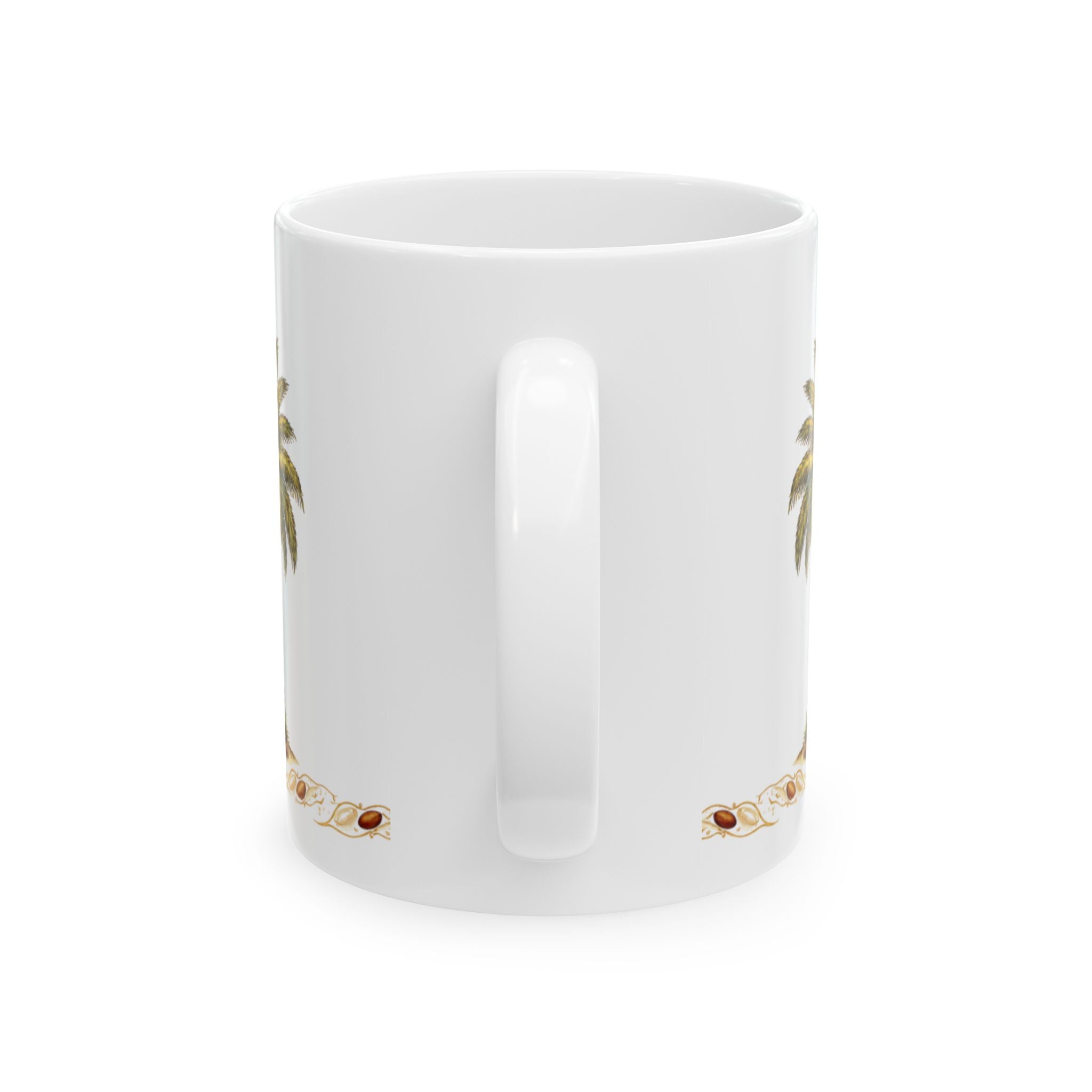 Ceramic Mug — Arabic Calligraphy نهرين' Festive Palm & Gold Coffee Cup (11oz/15oz)