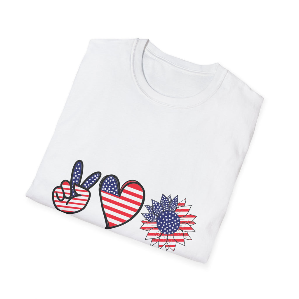 Peace Love America T-Shirt — Patriotic Fourth of July Tee