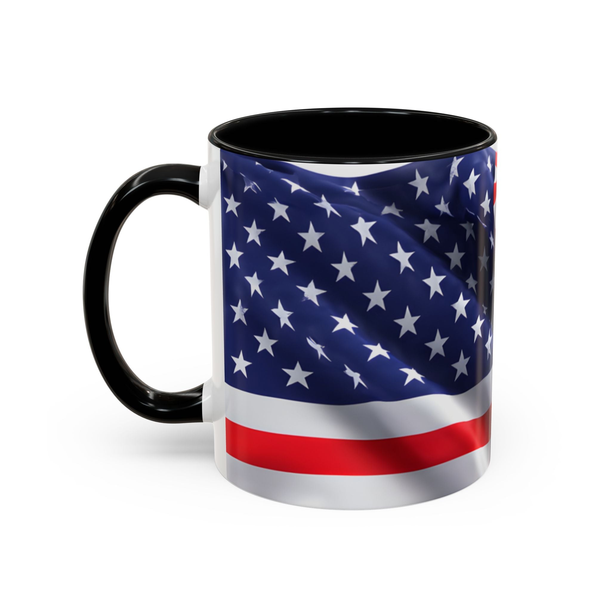 American Flag Accent Coffee Mug — Patriotic USA Stars & Stripes Ceramic Mug (11/15oz)