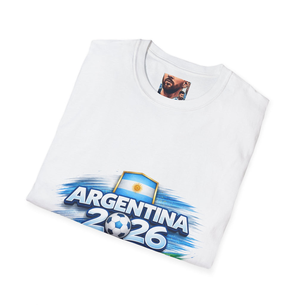 Argentina 2026 Soccer T-Shirt — Messi Portrait & National Team Graphic