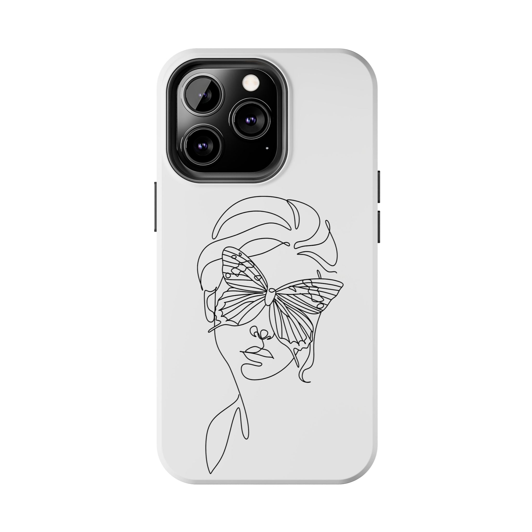 Butterfly Line Art Tough Phone Case — Minimalist Woman Face Design