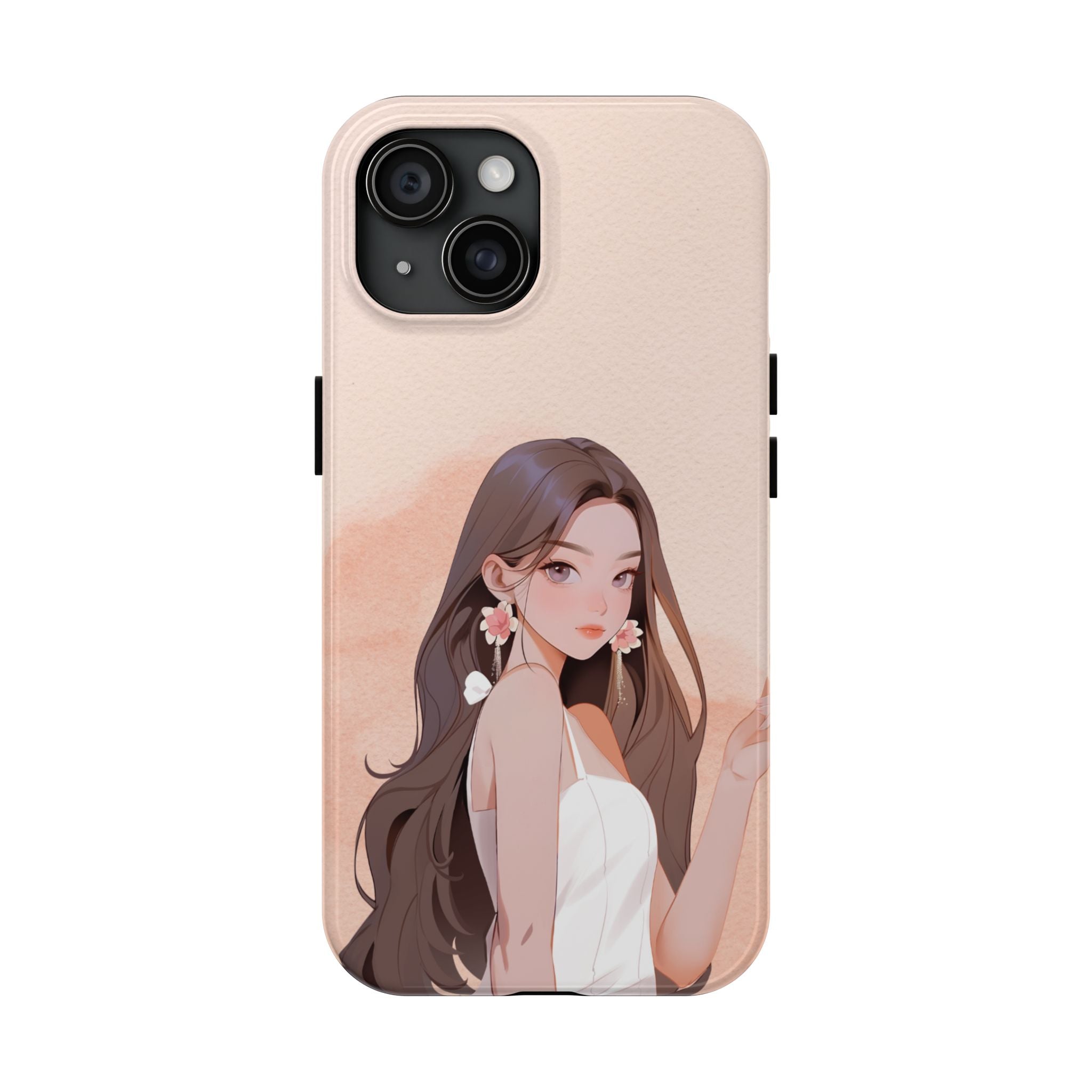 Tough Phone Case — Elegant Anime Girl Illustration, Protective Slim Phone Cover
