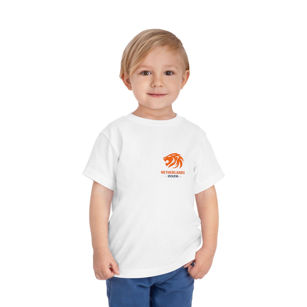 Netherlands Toddler Tee — Netherlands Lion & Flag Map Kids Shirt (Orange, Red White Blue)